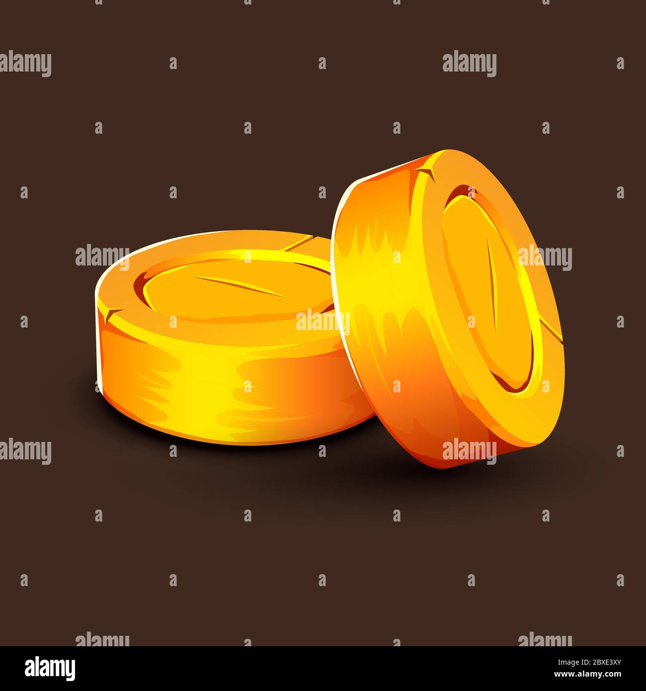 Stack of golden coins isolated on black background. Vector illustration ...