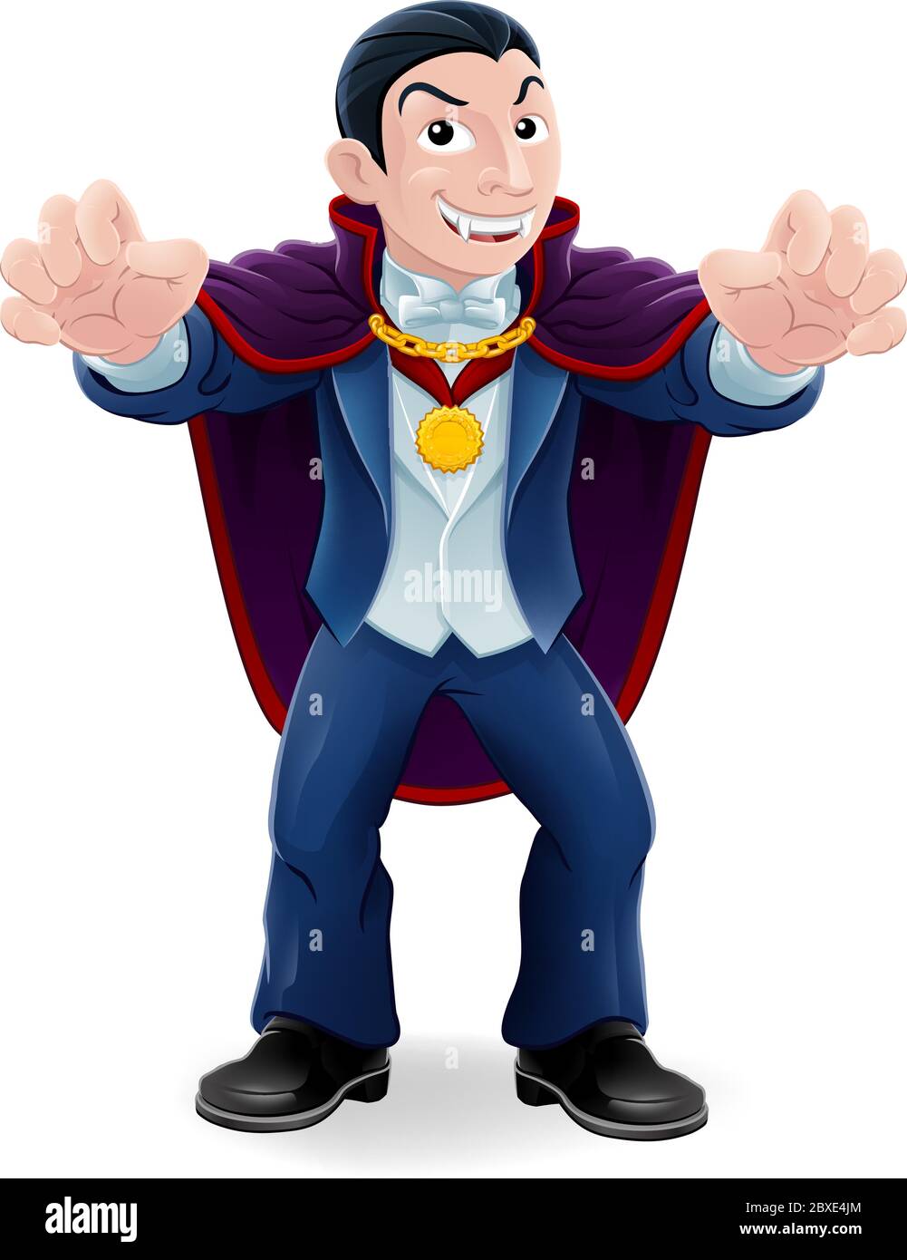 Vampire Count Dracula Halloween Cartoon Character Stock Vector