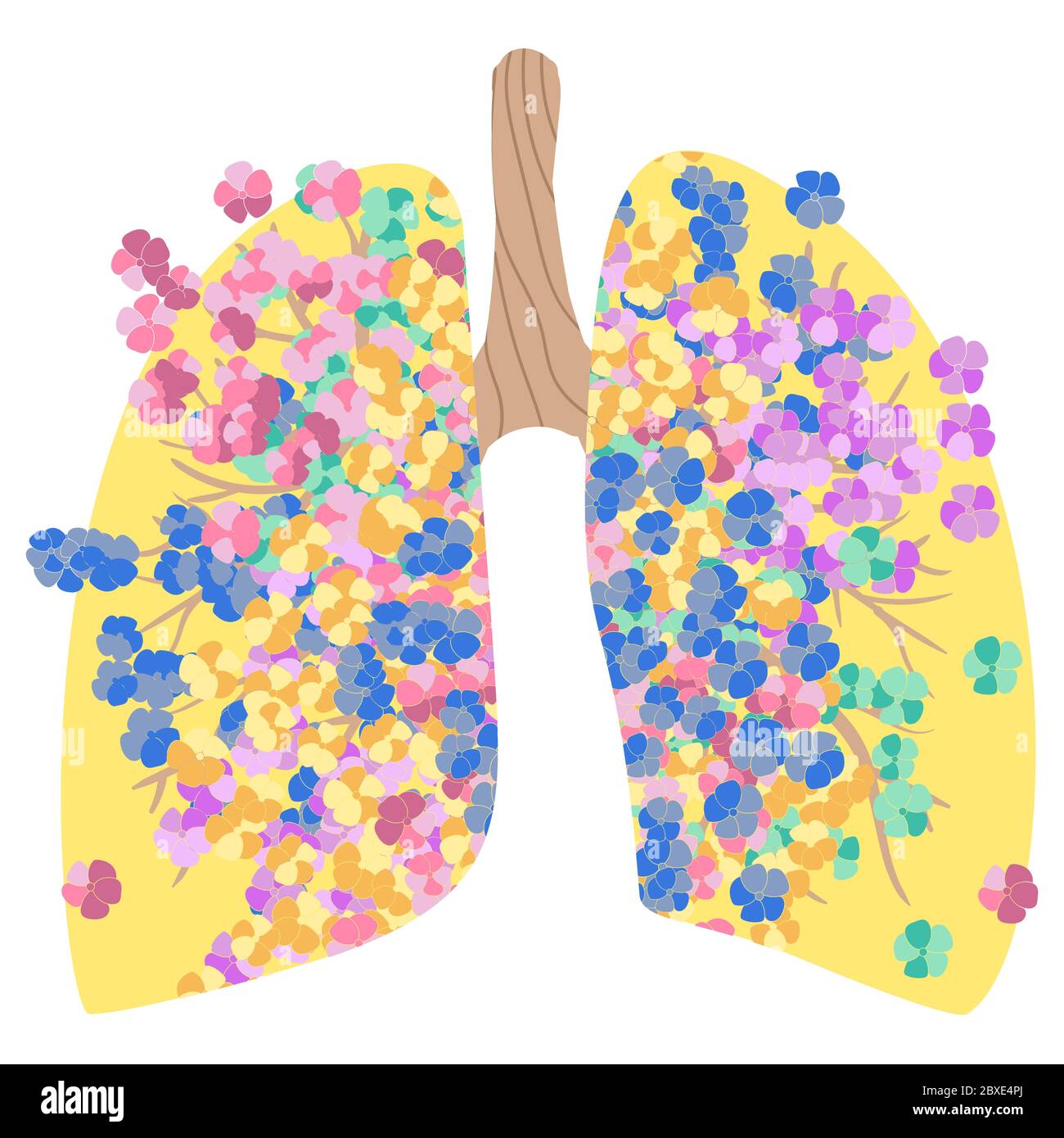 Blooming, healthy human lungs. World-wide day against pneumonia. The fight against tuberculosis in medicine. Smoker's lungs and healthy. Stock Vector