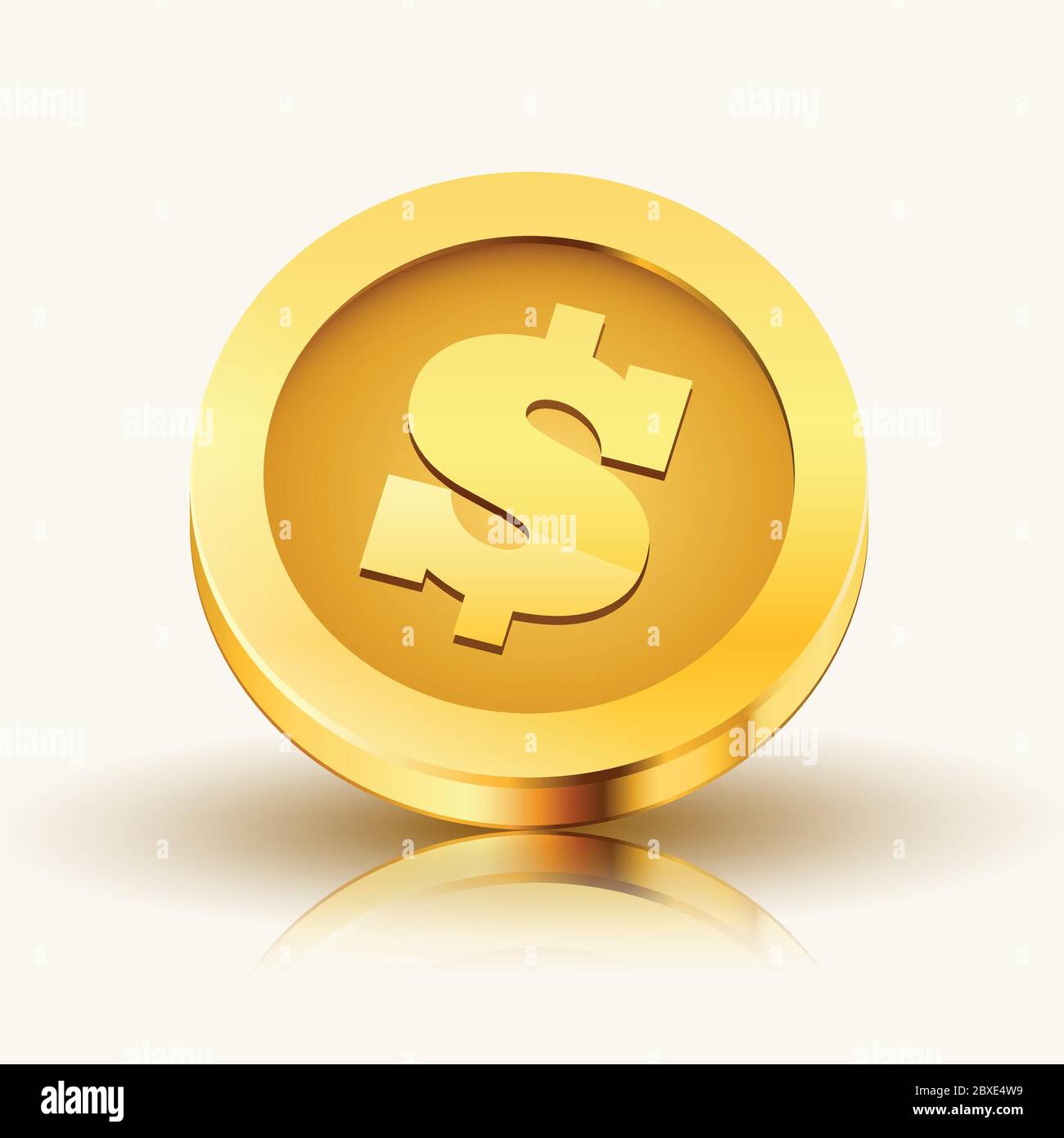 3d realistic gold coin isolated on white background. Vector