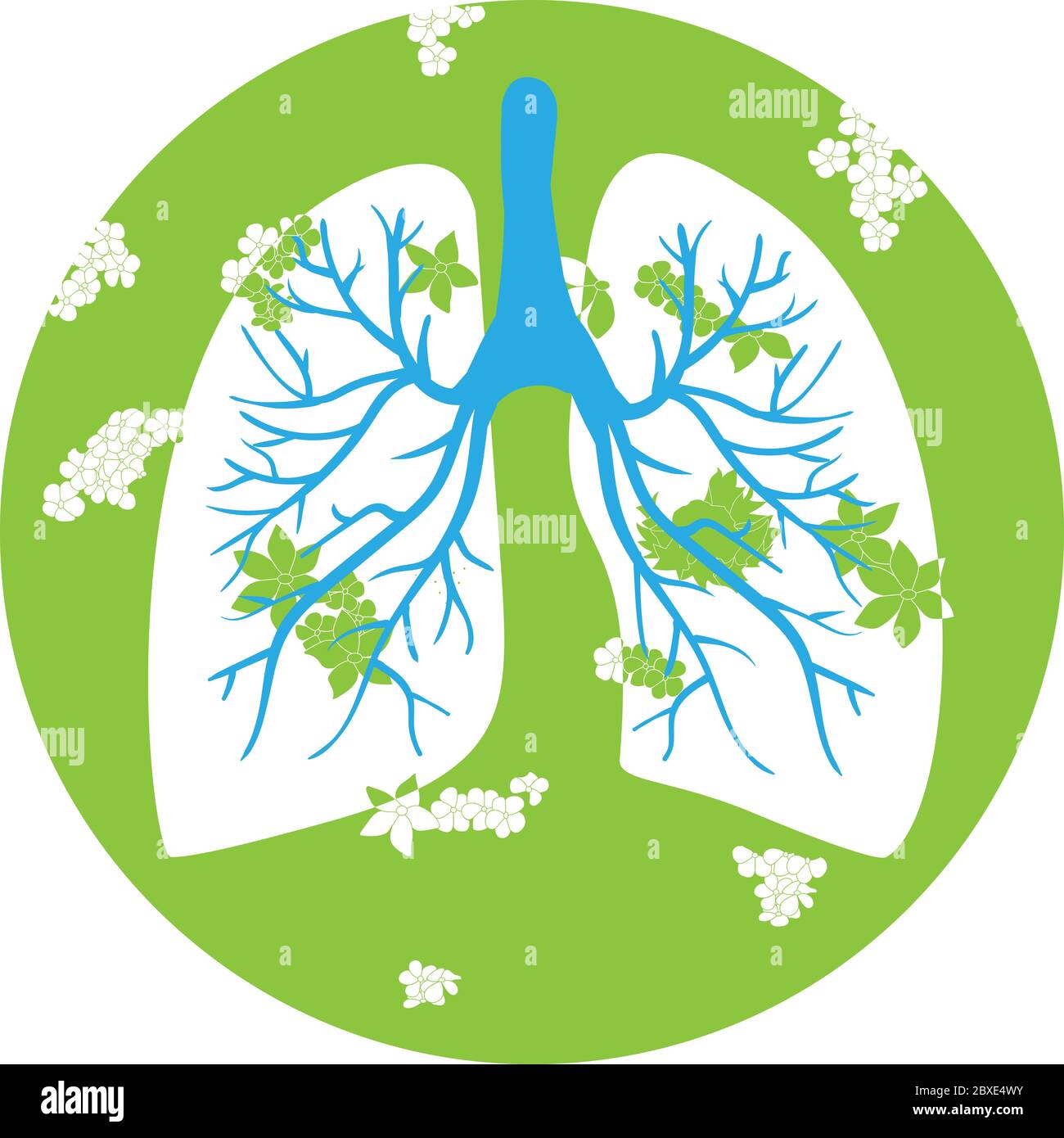 Blooming, healthy human lungs. World-wide day against pneumonia. The fight against tuberculosis in medicine. Smoker's lungs and healthy. Blooming Stock Vector