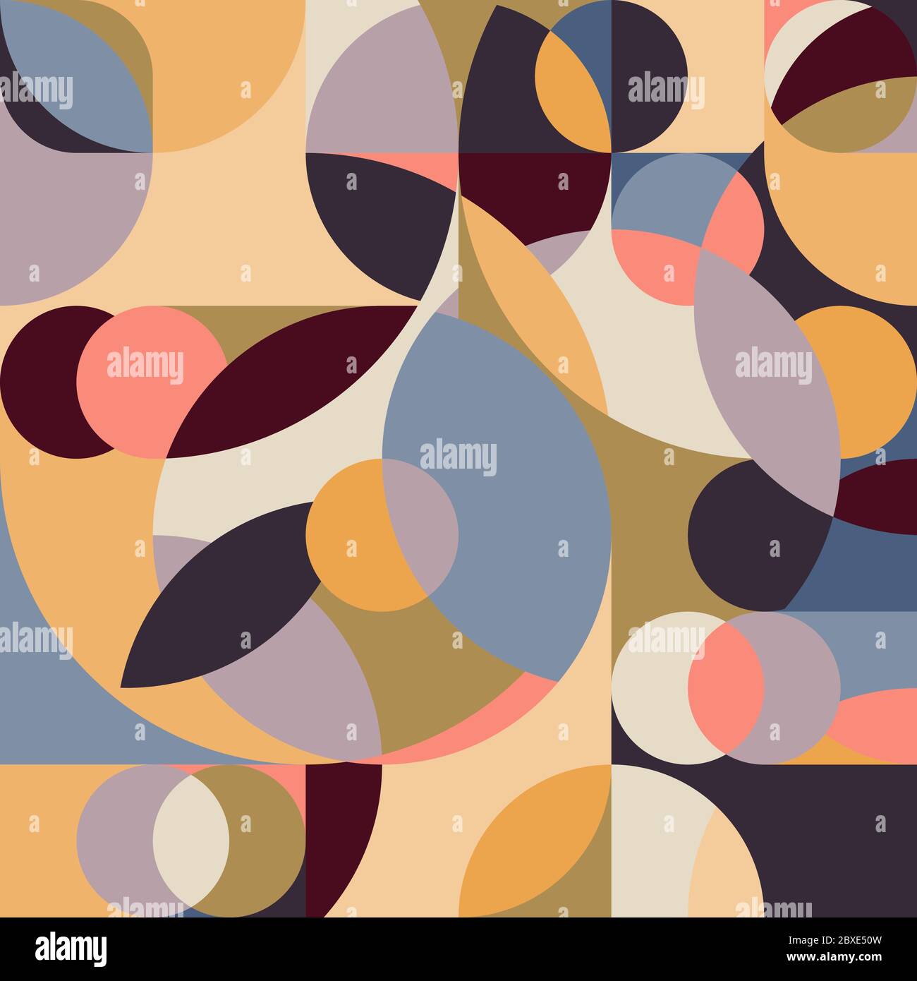 Seamless pattern in geometric pop style 70s. Abstract colorful background. Triangular and round elements, simple shapes. Stock Vector