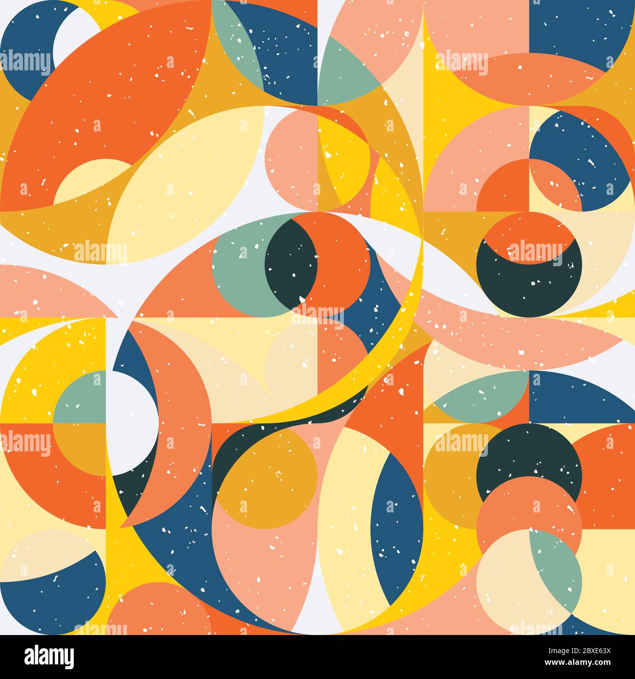 Seamless pattern in geometric pop style 70s. Abstract colorful