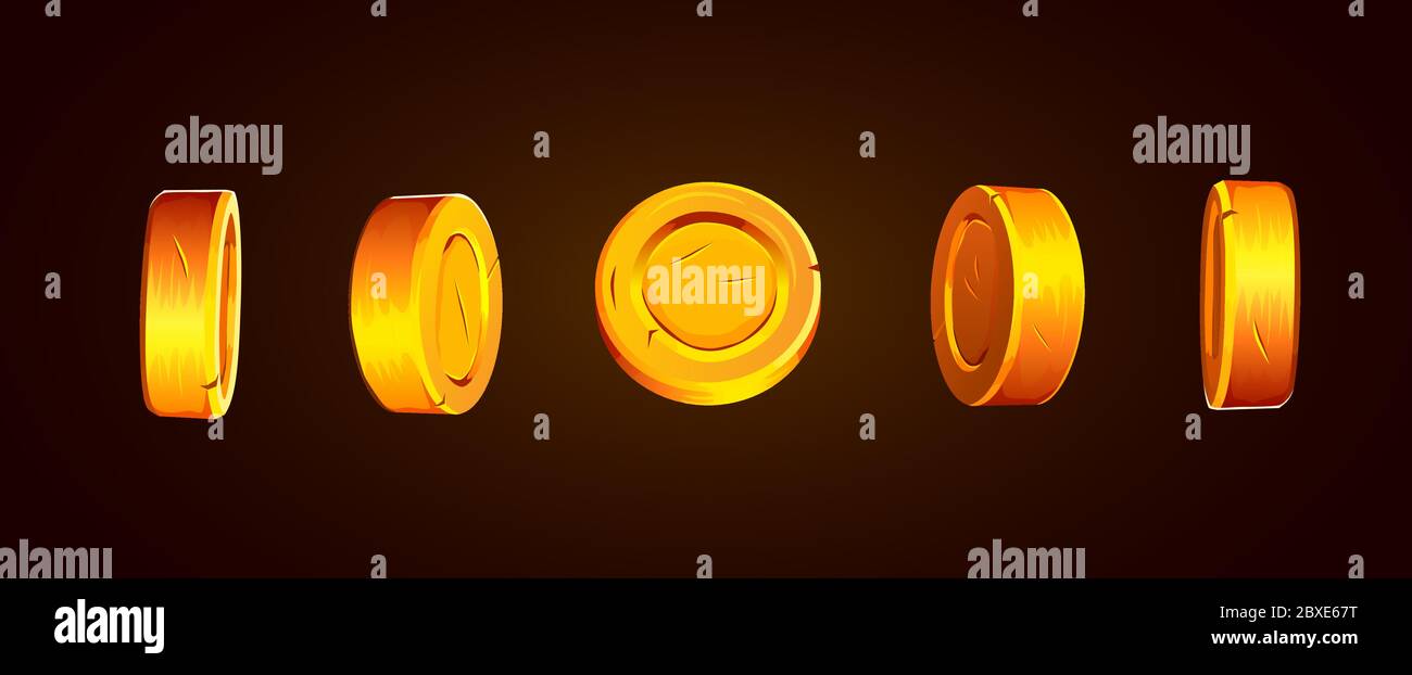 3d gold isolated coins set. Different positions. Flying gold coins ...