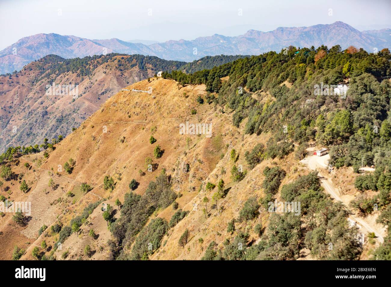 Mountain and valleys at Hill Station of Nainital, Uttarakhand, India Stock Photo