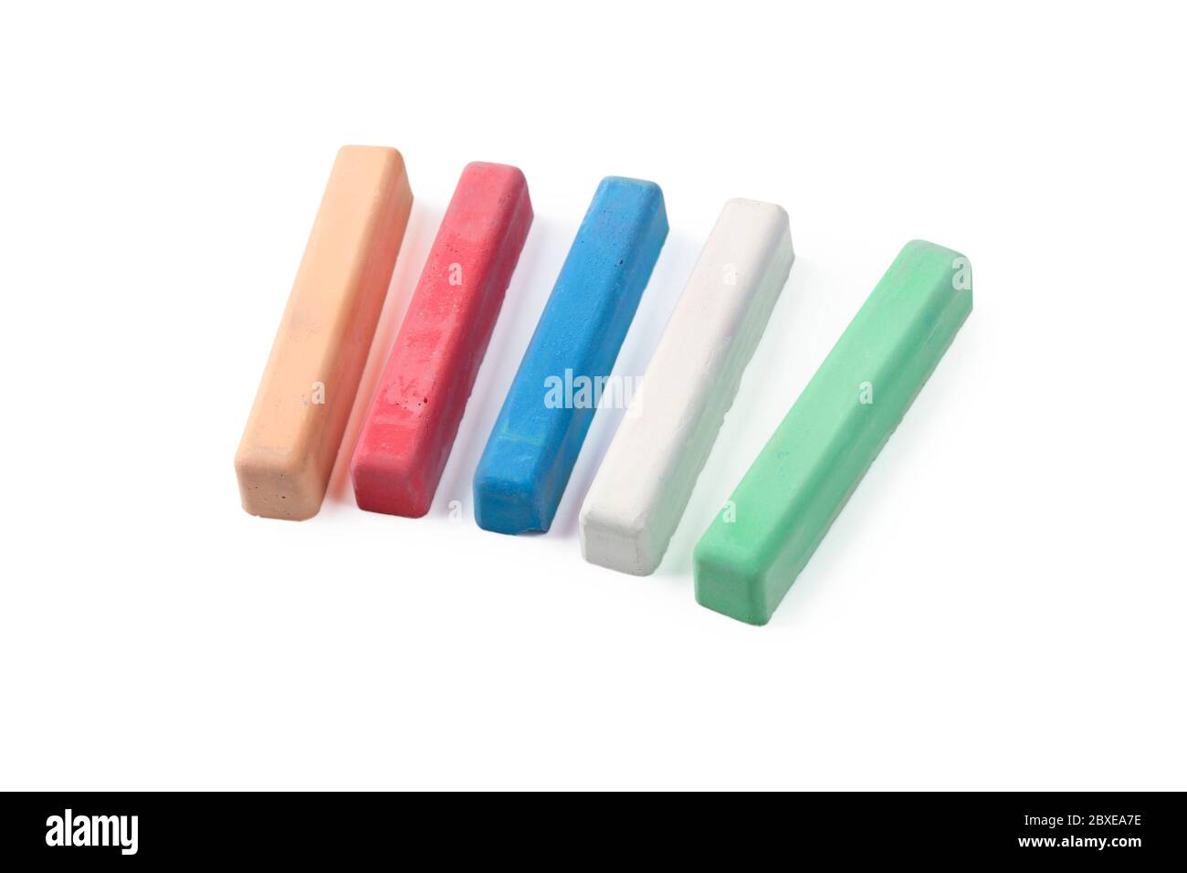 Multi-colored children's crayons isolated on a white background Stock Photo