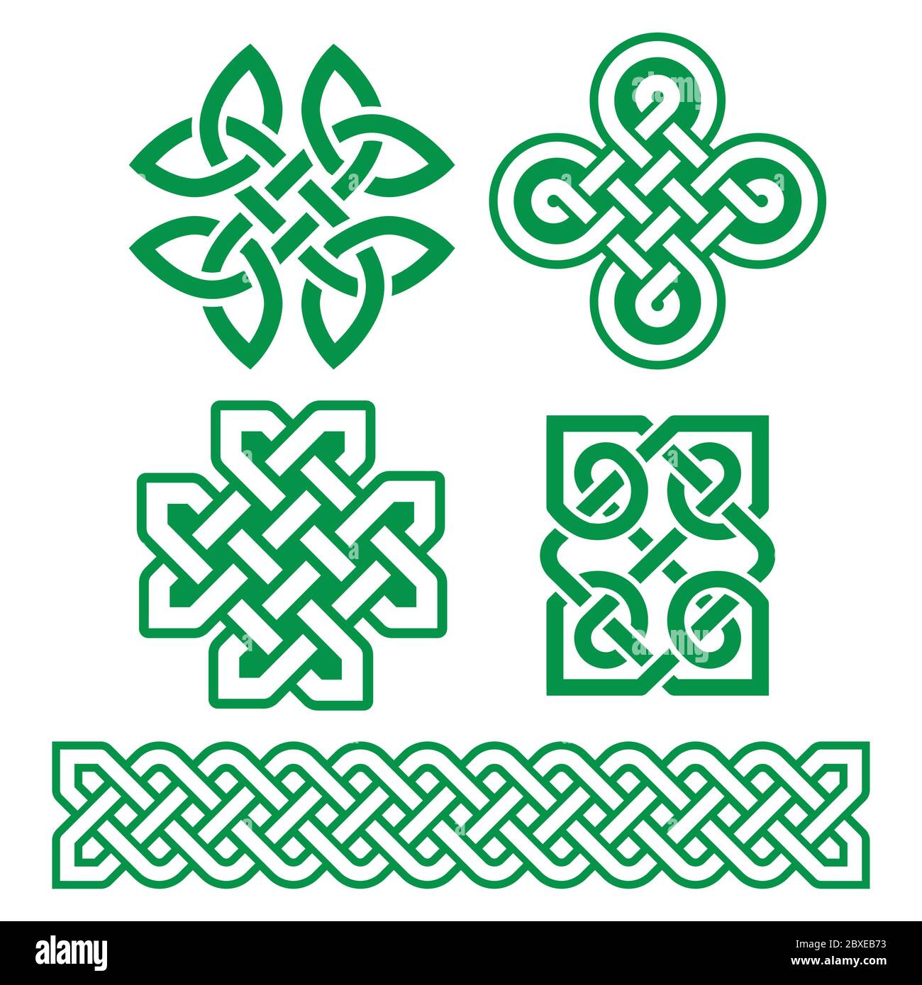 Celtic Irish patterns and braids - vector design set, traditonal Celtic knots and braids collection Stock Vector