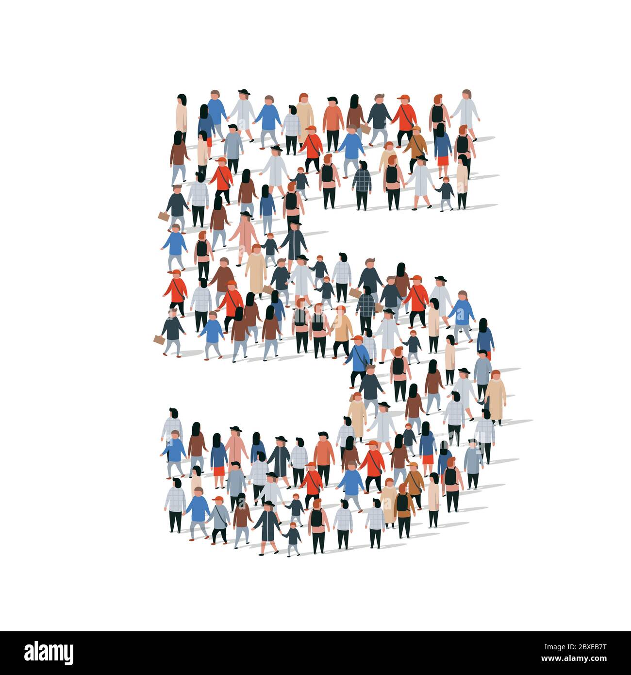 Large group of people in number 5 five form. Vector illustration Stock ...