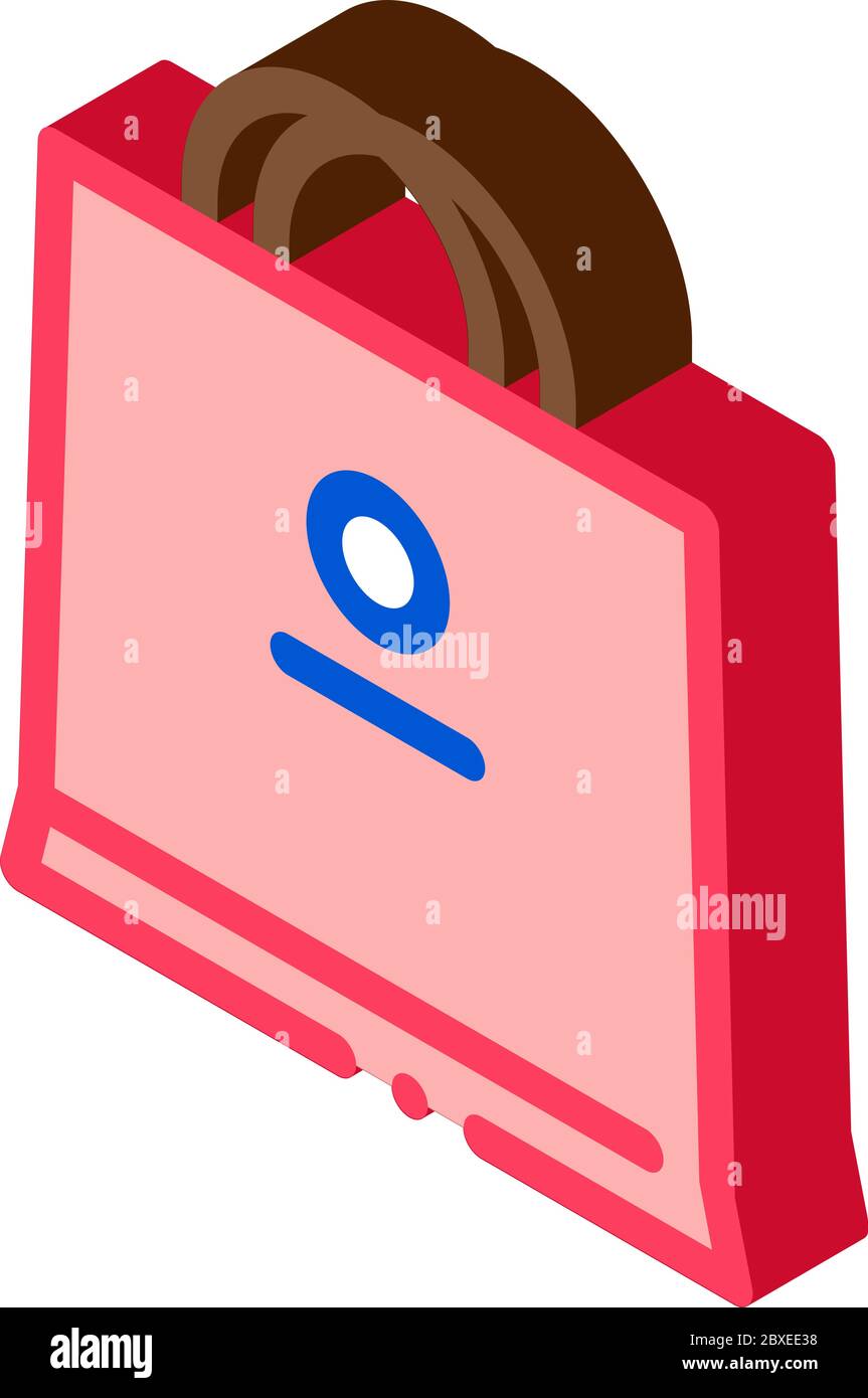 paper bag isometric icon vector illustration Stock Vector