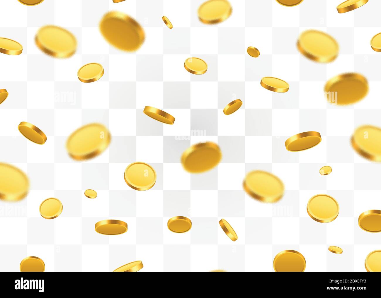 Falling coins, falling money, flying gold coins, golden rain. Jackpot