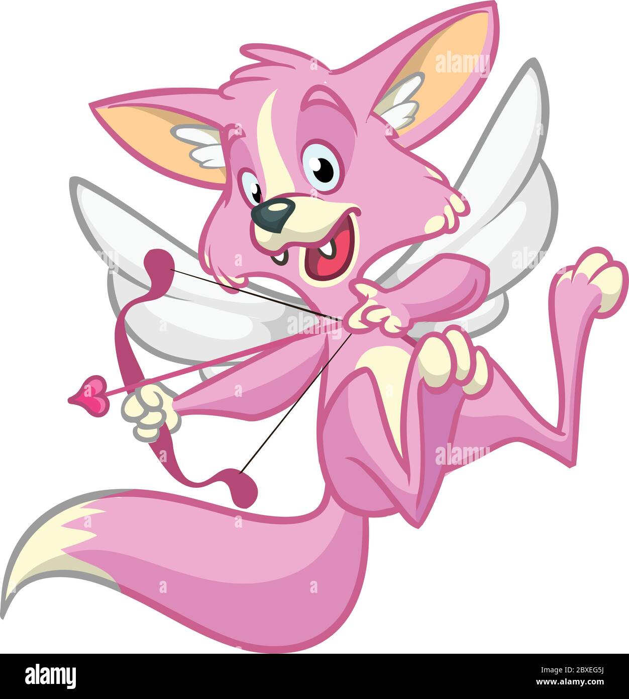 Vector fox cupid. Illustration of a fox cupid for St Valentine's Day. Isolated Stock Vector