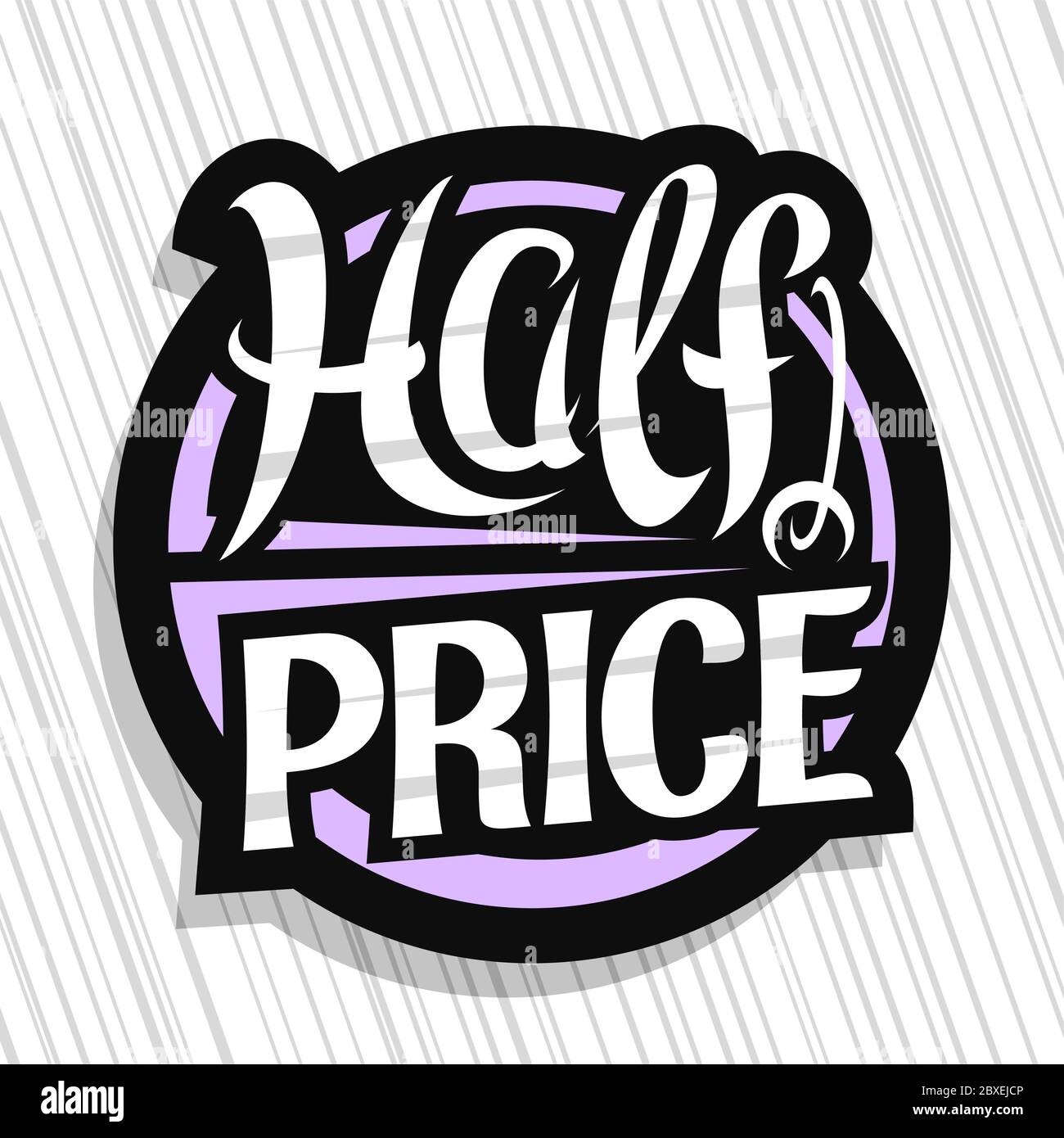 Vector logo for Half Price Sale, dark decorative price tag for black friday or cyber monday sale with unique handwritten lettering for words half pric Stock Vector