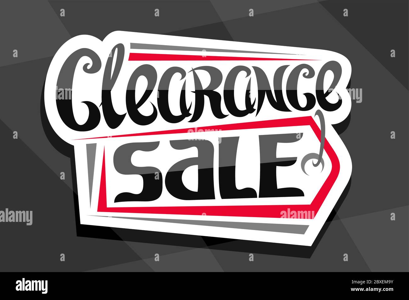Vector logo for Clearance Sale, white decorative price tag for black