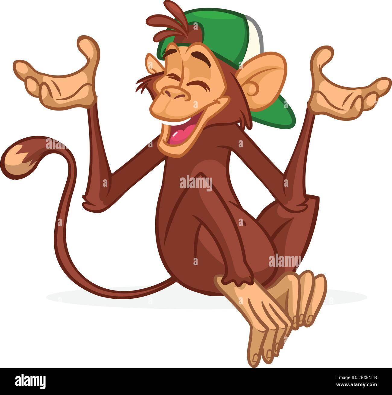 Cute cartoon monkey chimpanzee wearing 