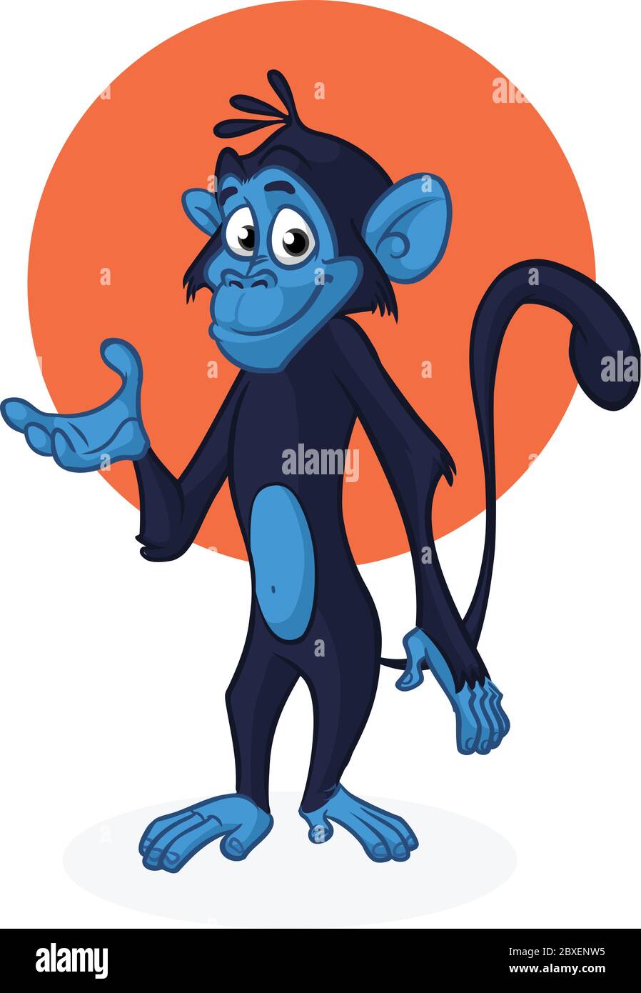 Cute monkey chimpanzee in fun cartoon style. Vector illustration outlined  Stock Vector Image & Art - Alamy