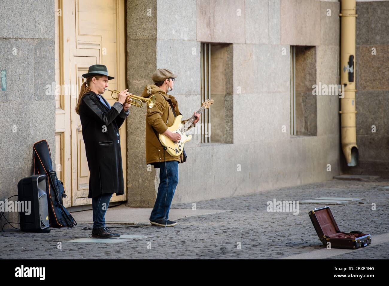 Russia, Saint Petersburg, may 23, 2020: street musicians in Saint Petersburg Stock Photo