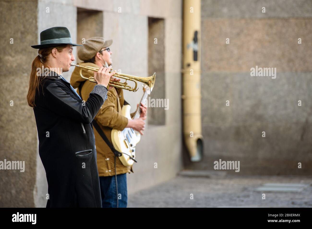 Russia, Saint Petersburg, may 23, 2020: street musicians in Saint Petersburg Stock Photo