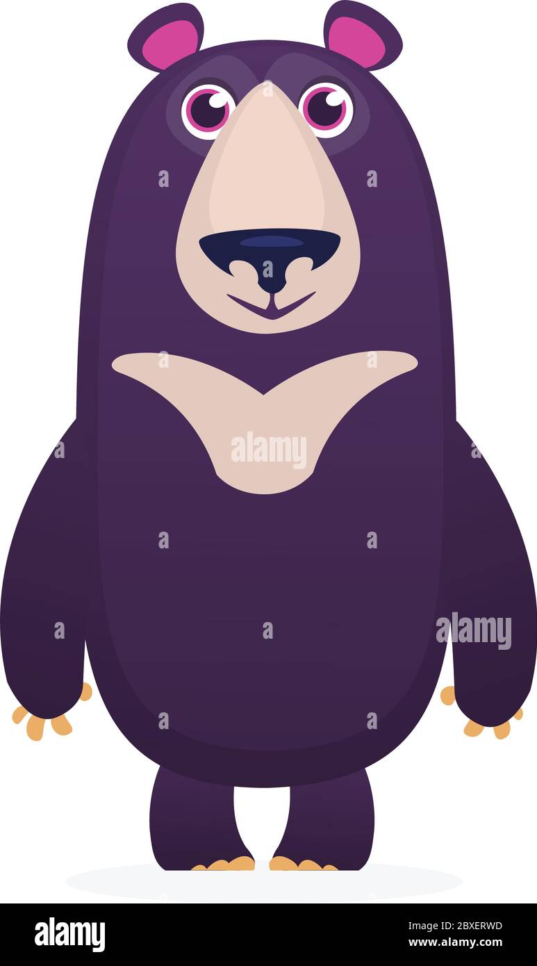Himalayan bear cartoon. Big collection of cartoon forest animals. Vector illustration for children book Stock Vector