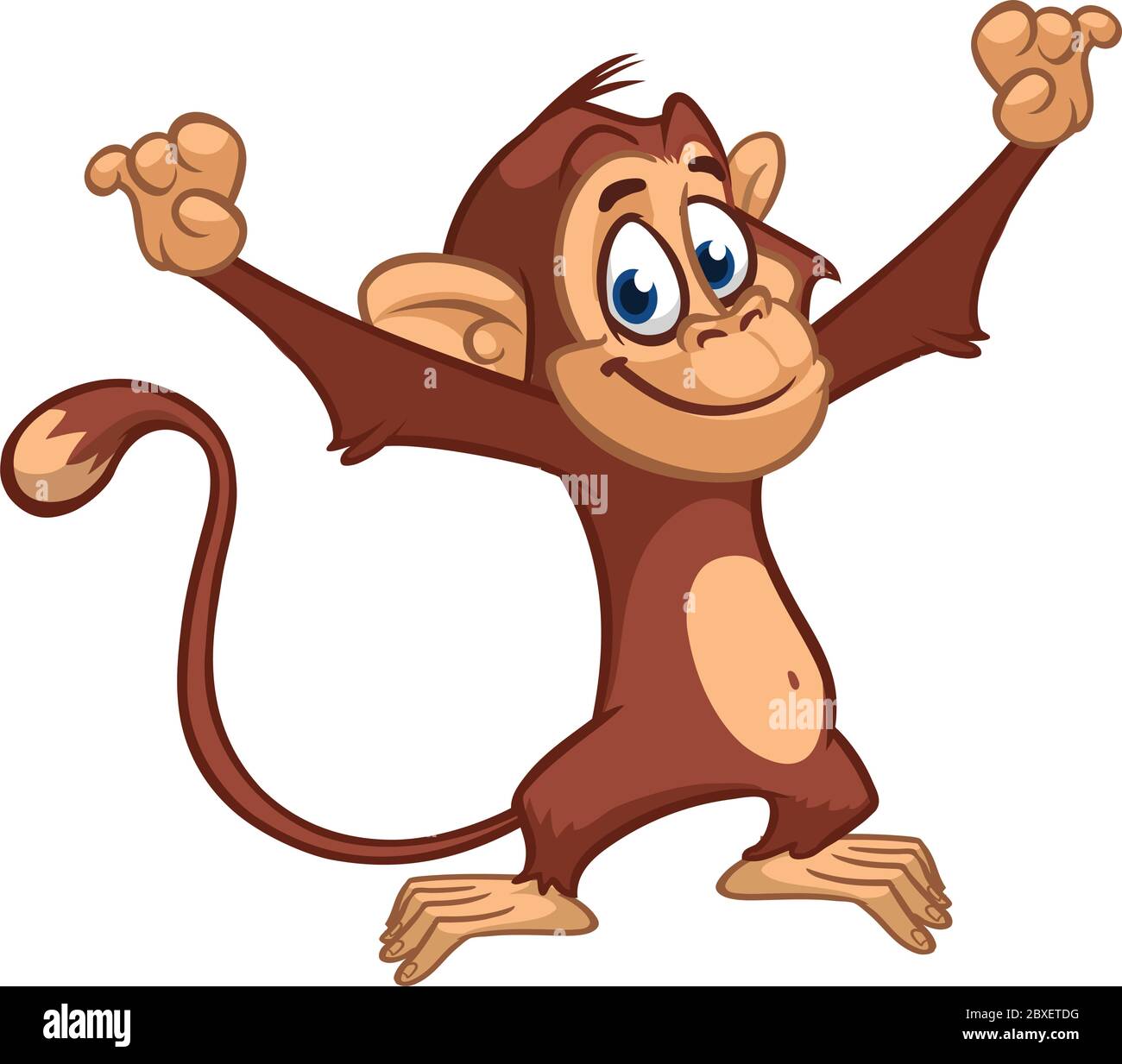 Cute excited monkey cartoon icon. Vector illustration of drawing ...