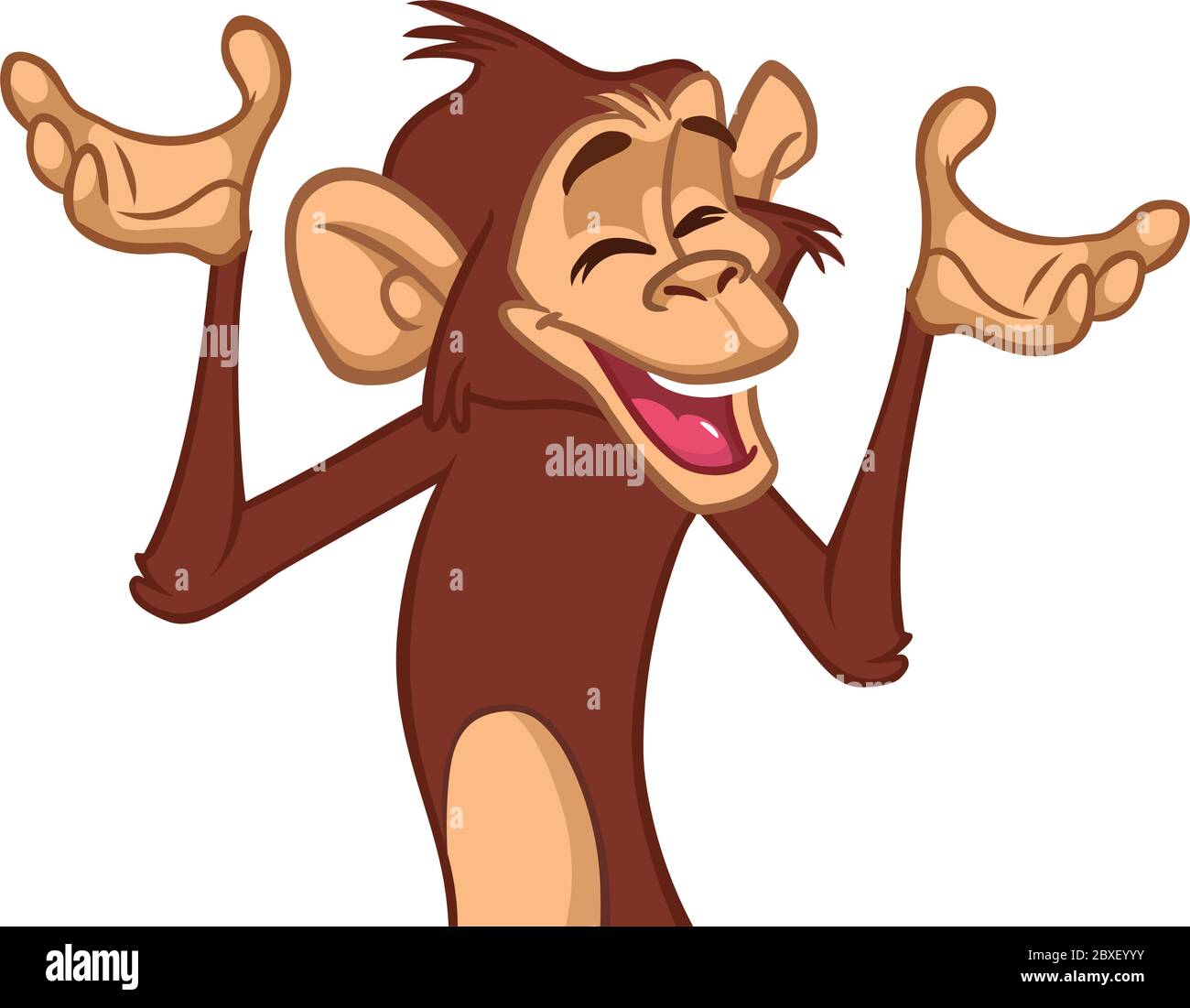 Cartoon Monkey Chimpanzee Vector Illustration Of Happy Monkey