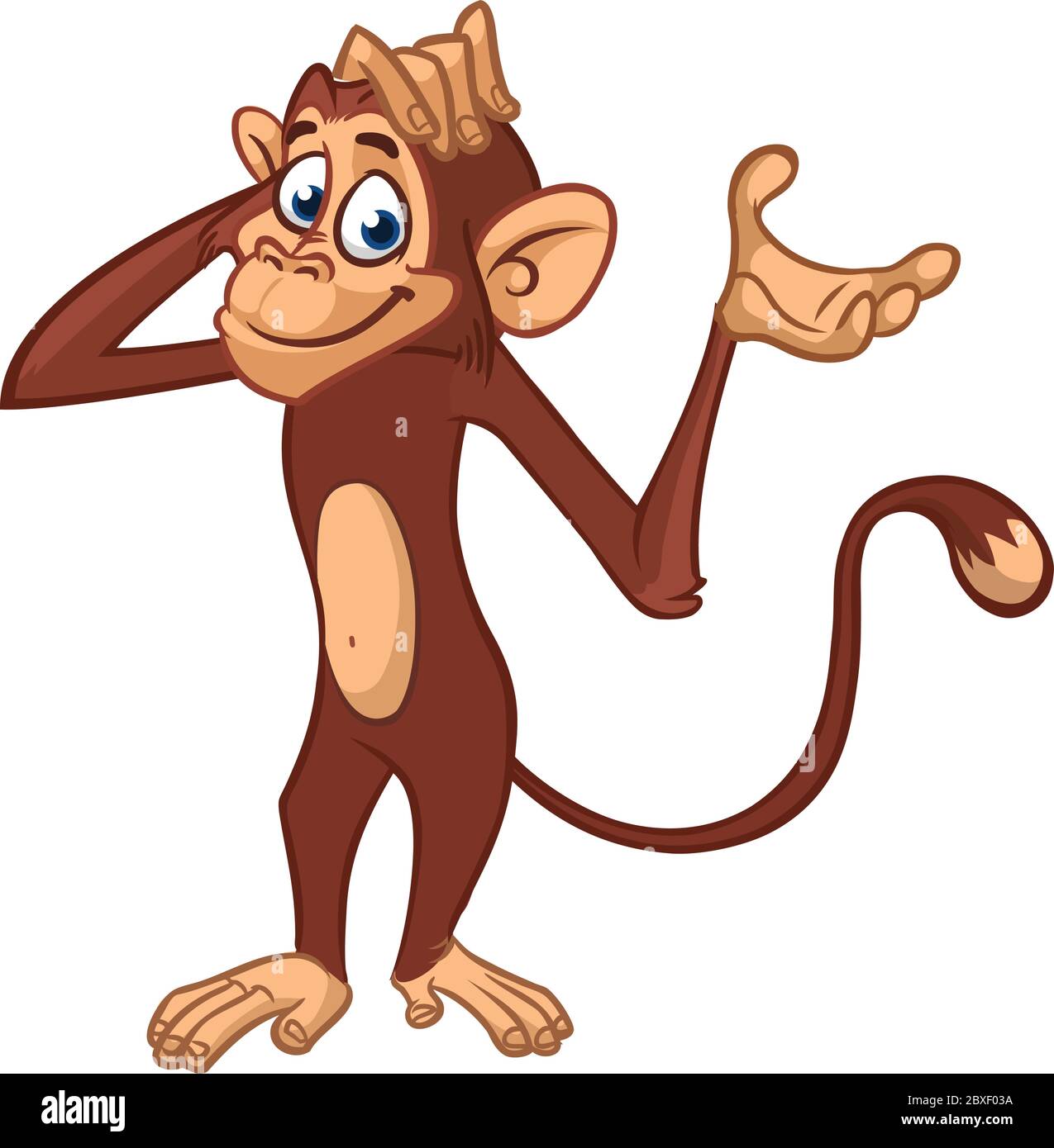 Cute cartoon monkey. Vector illustration of chimpanzee scratching his head  Stock Vector Image & Art - Alamy