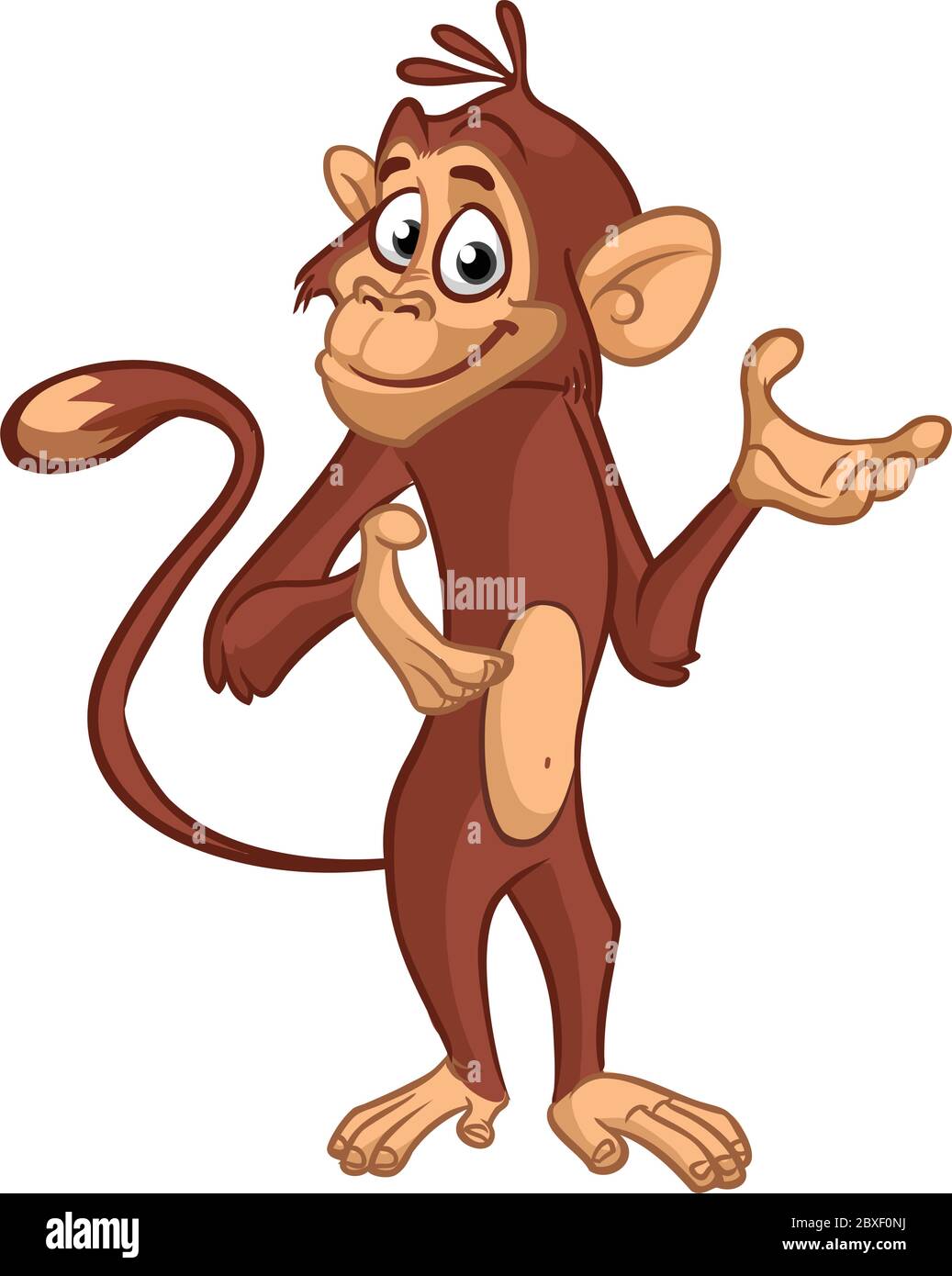 Cartoon funny monkey chimpanzee illustration isolated on white ...