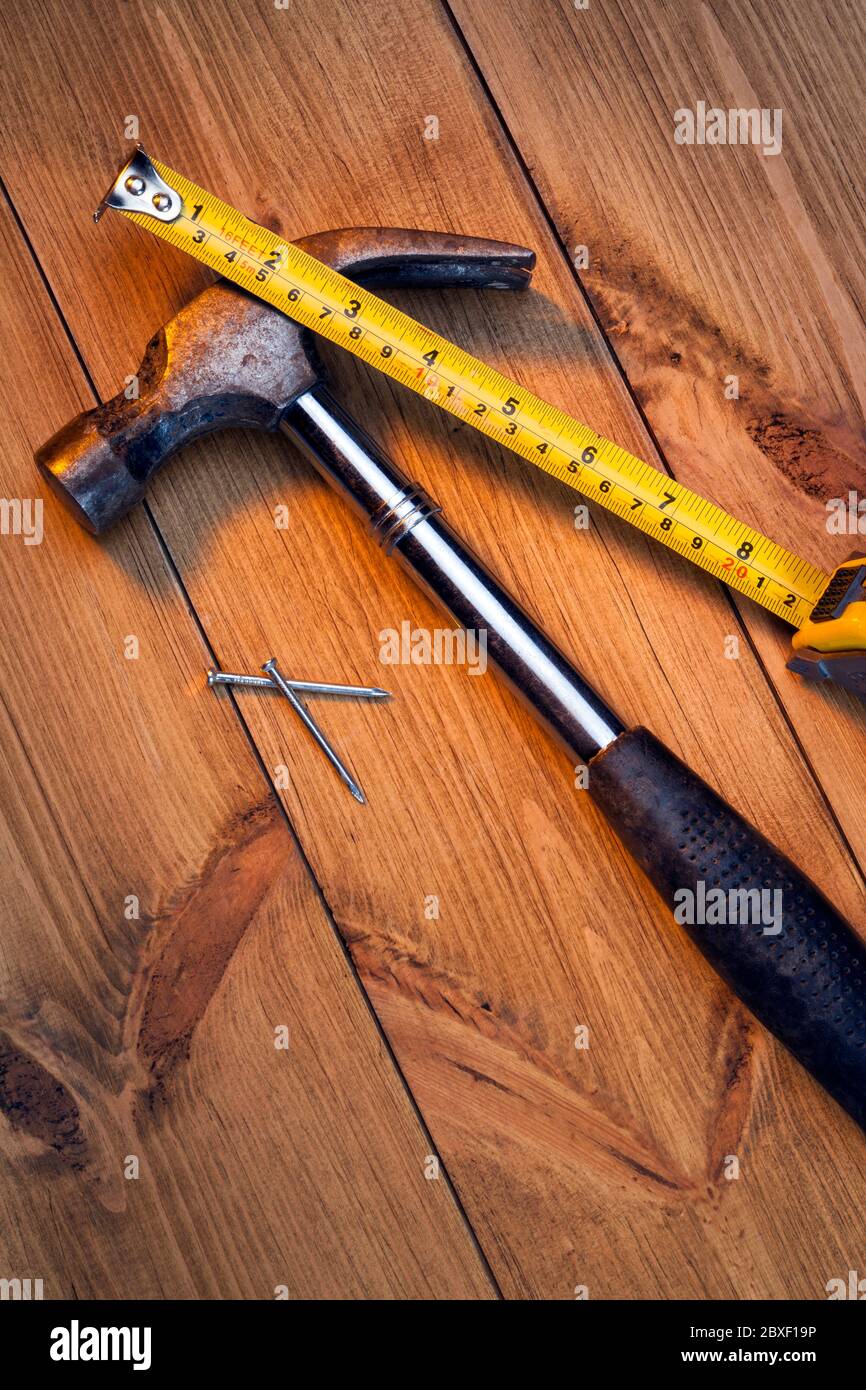 Laying flooring Workmans tools Stock Photo Alamy