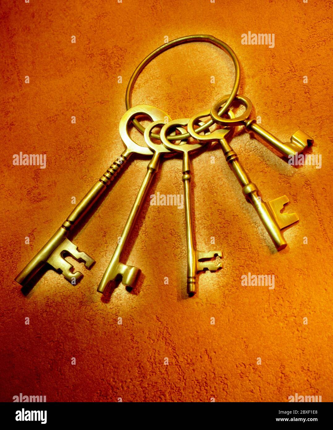 Set of old brass keys Stock Photo Alamy