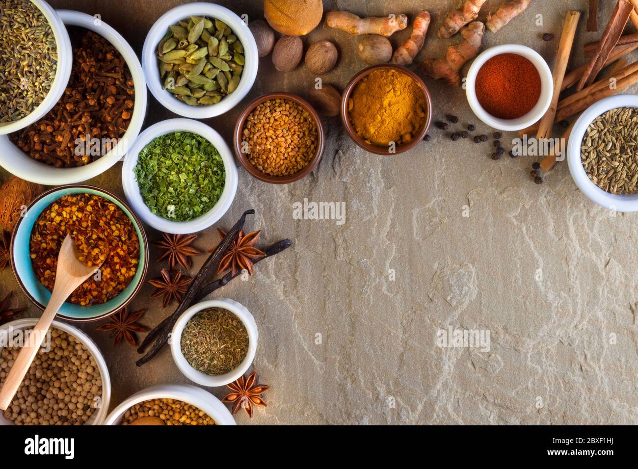 A selection of herbs and spices used in cooking Stock Photo Alamy