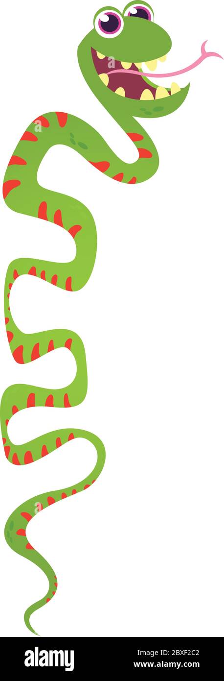 Happy green snake cartoon vector illustration Stock Vector
