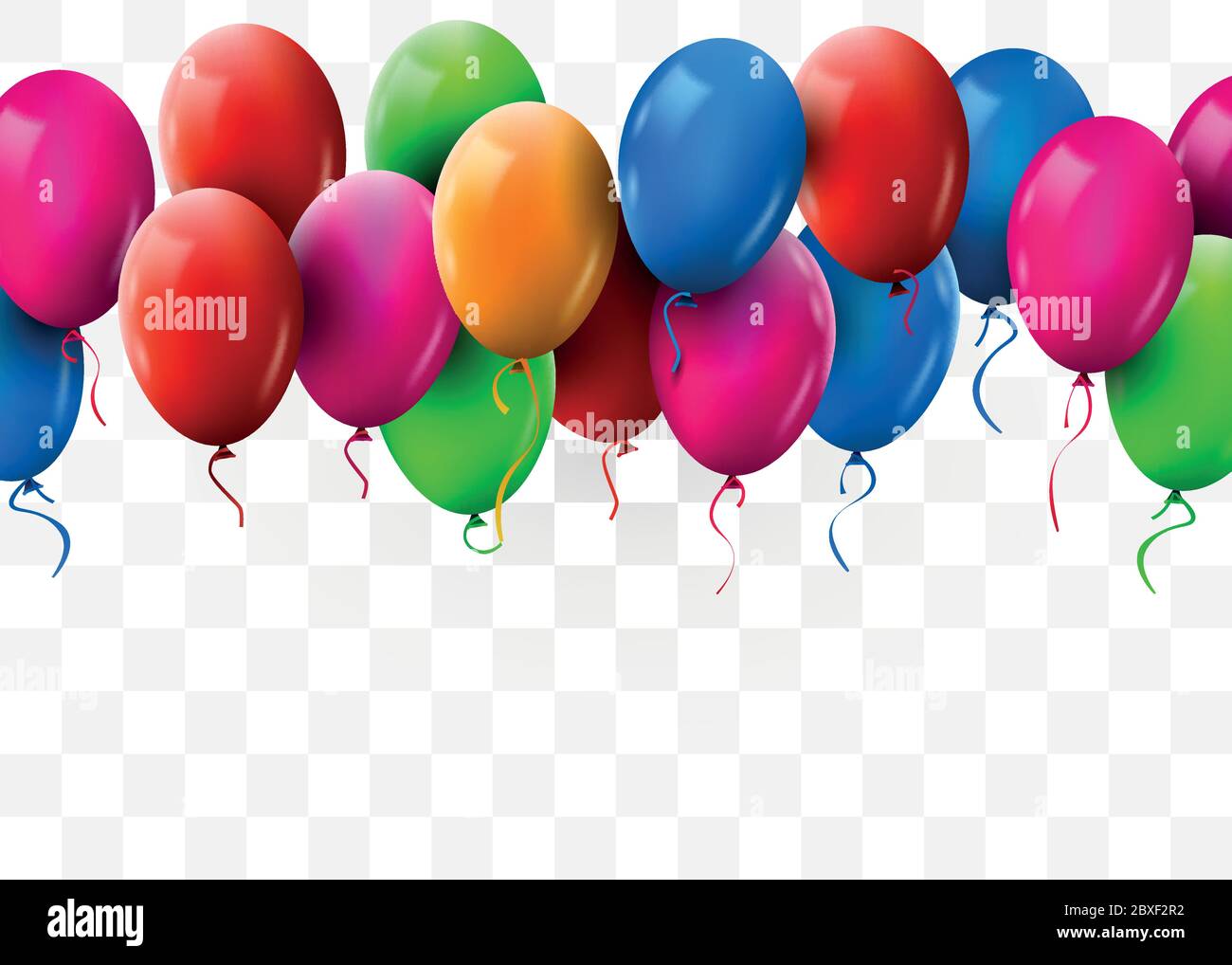 3d Realistic Colorful Bunch of Birthday Balloons Flying for Party and  Celebrations. Transparent background. Vector Illustration Stock Vector  Image & Art - Alamy