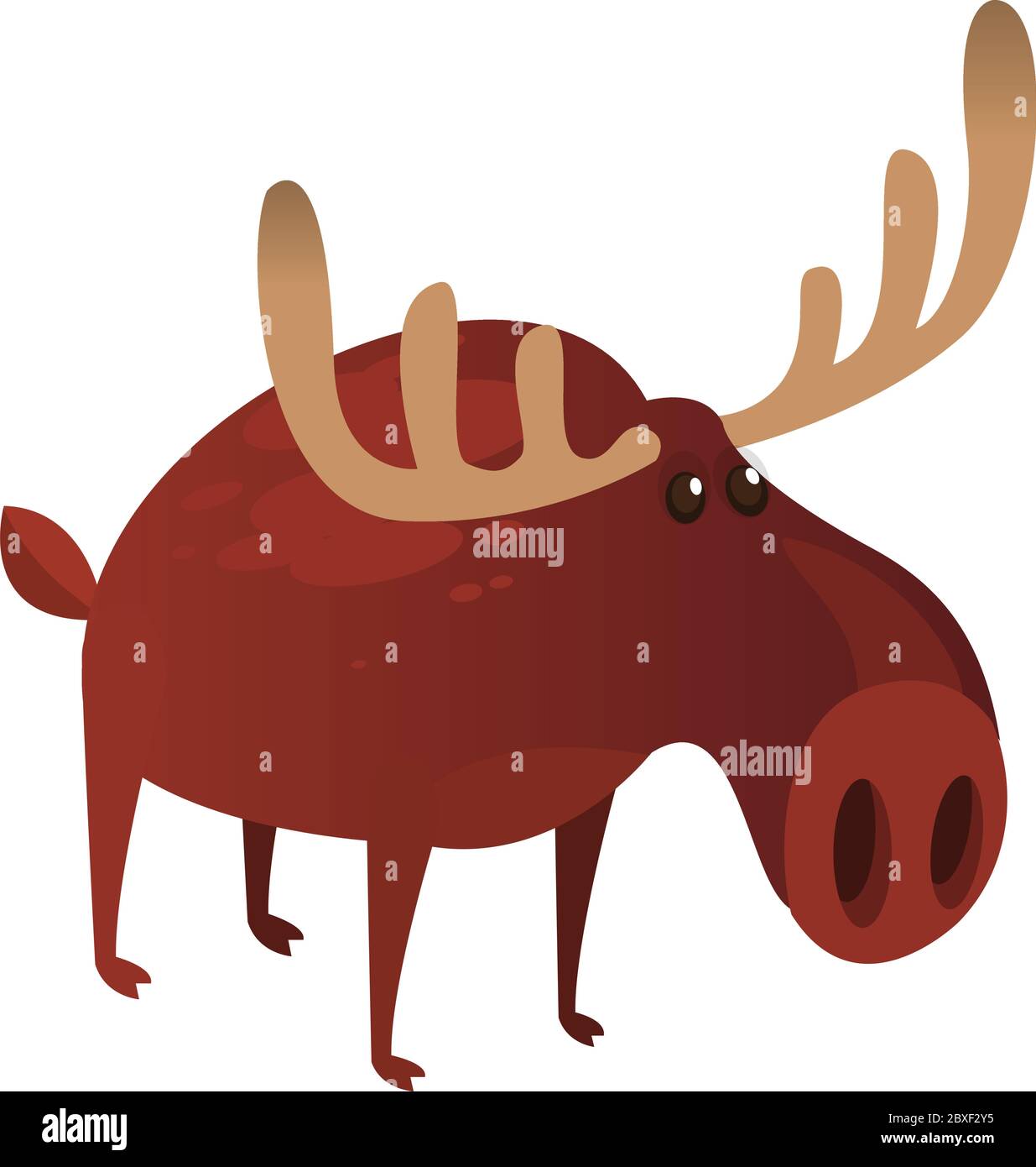 Cute Cartoon Moose Character Wild Forest Animal Collection Baby Education Isolated On White Background Flat Design Vector Illustration Stock Vector Image Art Alamy