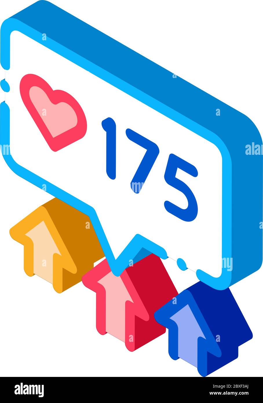 increase in likes isometric icon vector illustration Stock Vector Image