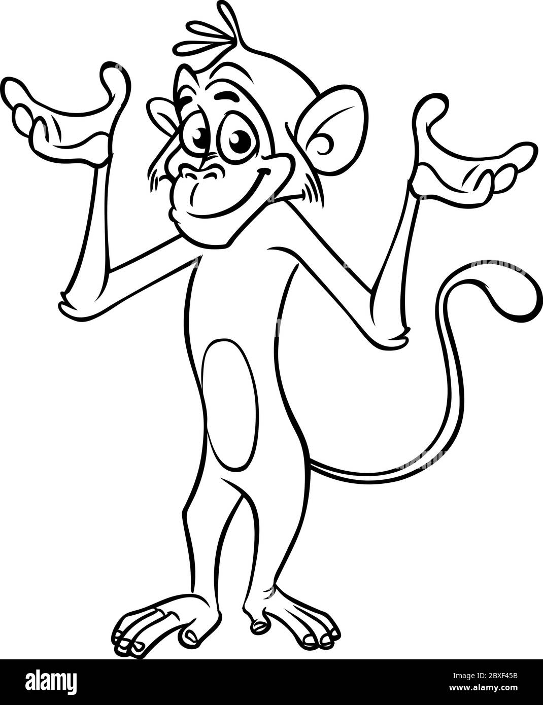 Cute cartoon monkey chimpanzee. Vector illustration of a monkey outlines.  Design for coloring book Stock Vector Image & Art - Alamy