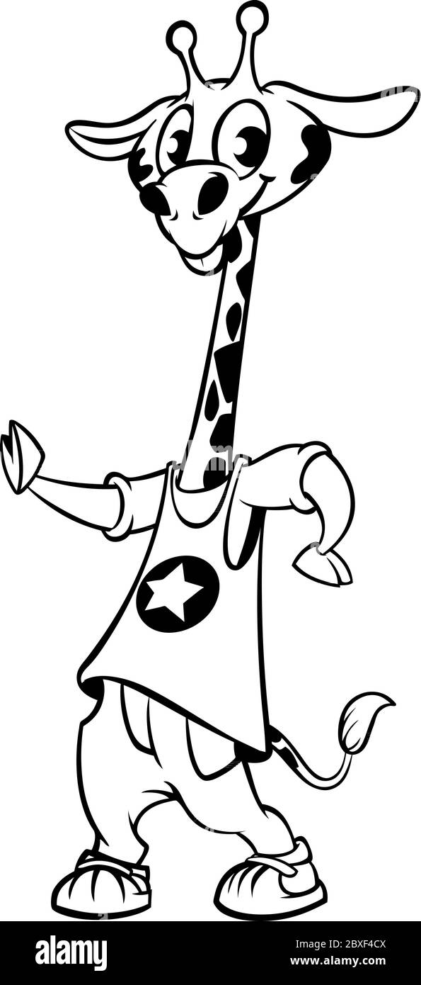 Cartoon Giraffe Black and White Stock Photos & Images - Alamy