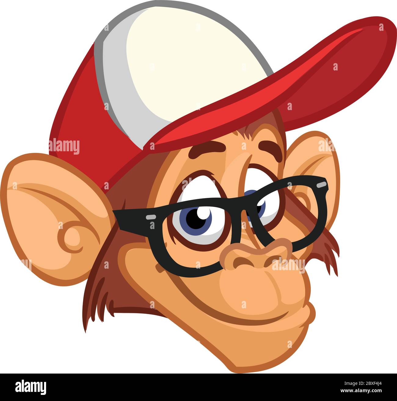 Cartoon monkey in eyeglasses. Vector happy chimpanzee Illustration Stock  Vector Image & Art - Alamy