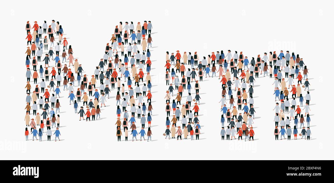 Large group of people in letter M form. Vector seamless background Stock Vector Image & Art Alamy