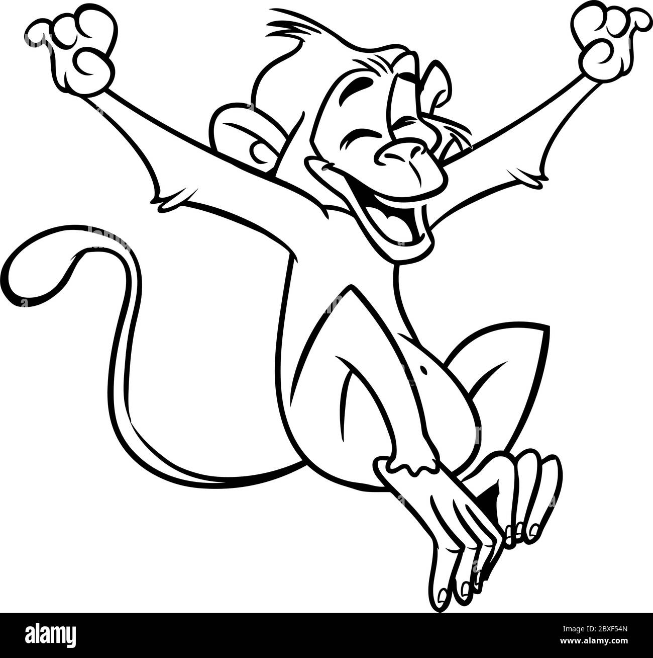 Download Cute Cartoon Monkey Chimpanzee Vector Illustration Of A Monkey Outlines Design For Coloring Book Stock Vector Image Art Alamy