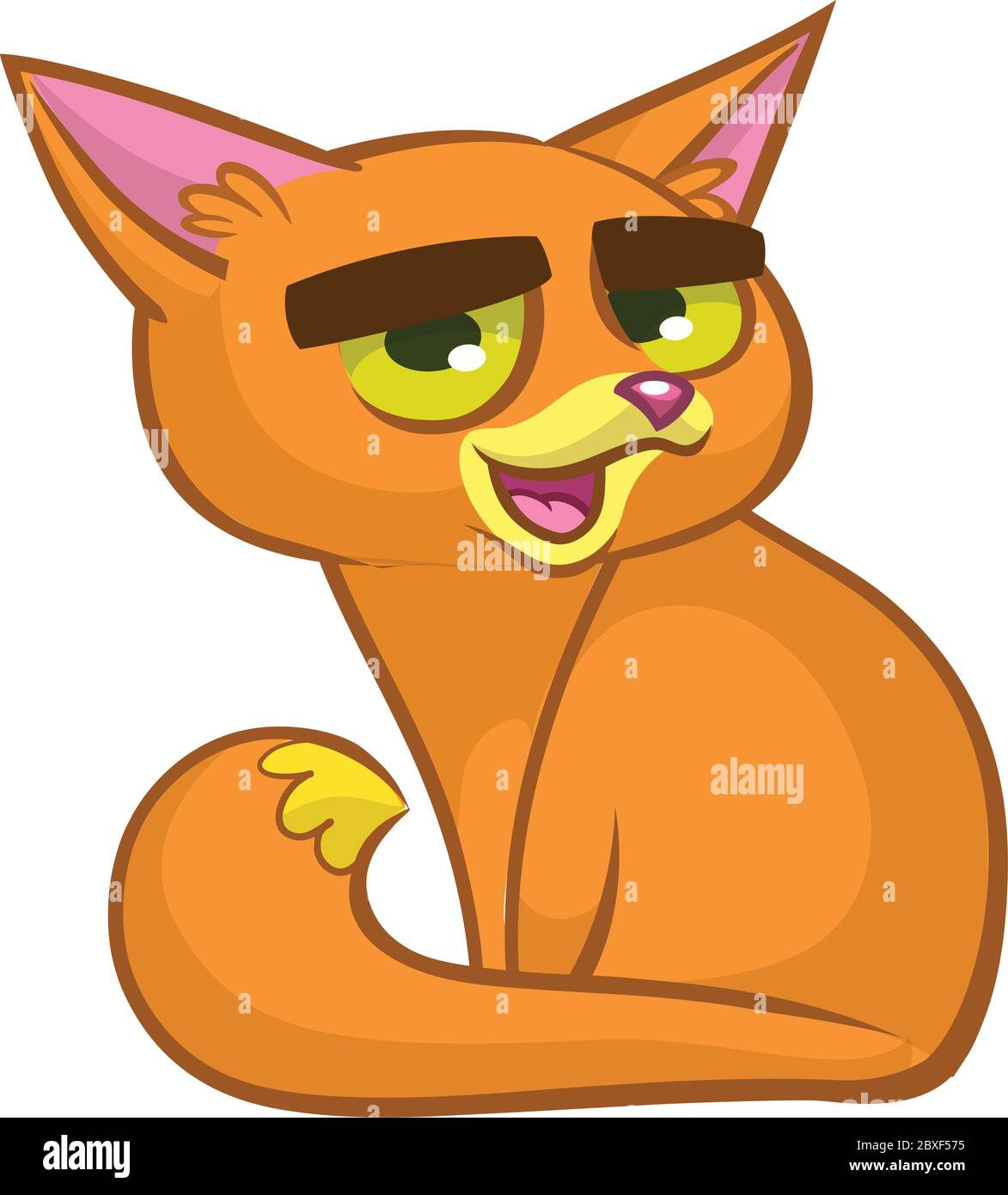 Angry furry cartoon cat. Cute grumpy cat for prints, design, cards