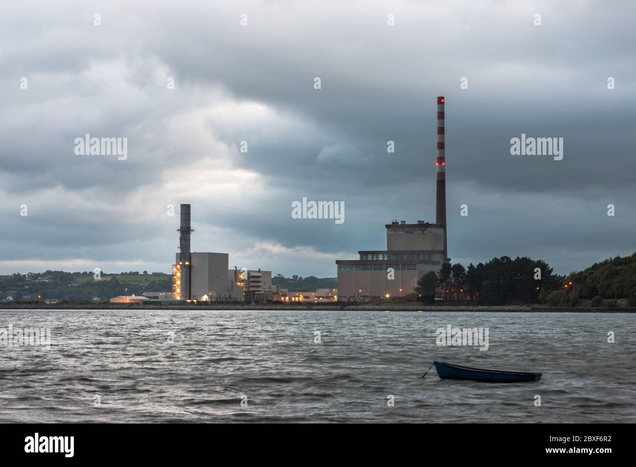 Aghada, Cork, Ireland. 06th December, 2019 - The ESB power plant in Aghada, Co. Cork, Ireland  is believed to be one of the most efficient and cleanest plants in Europe using natural gas and will generate enough electricity to power almost 500,000 homes. Weather outlook is cool, rather cloudy and mostly dry today. Brightening up more this afternoon with sunny spells developing. Moderate north to northwest breezes, fresh in coastal areas this morning and afternoon highs of 16 to 18 degrees Celsius. - Credit; David Creedon / Alamy Live News Stock Photo