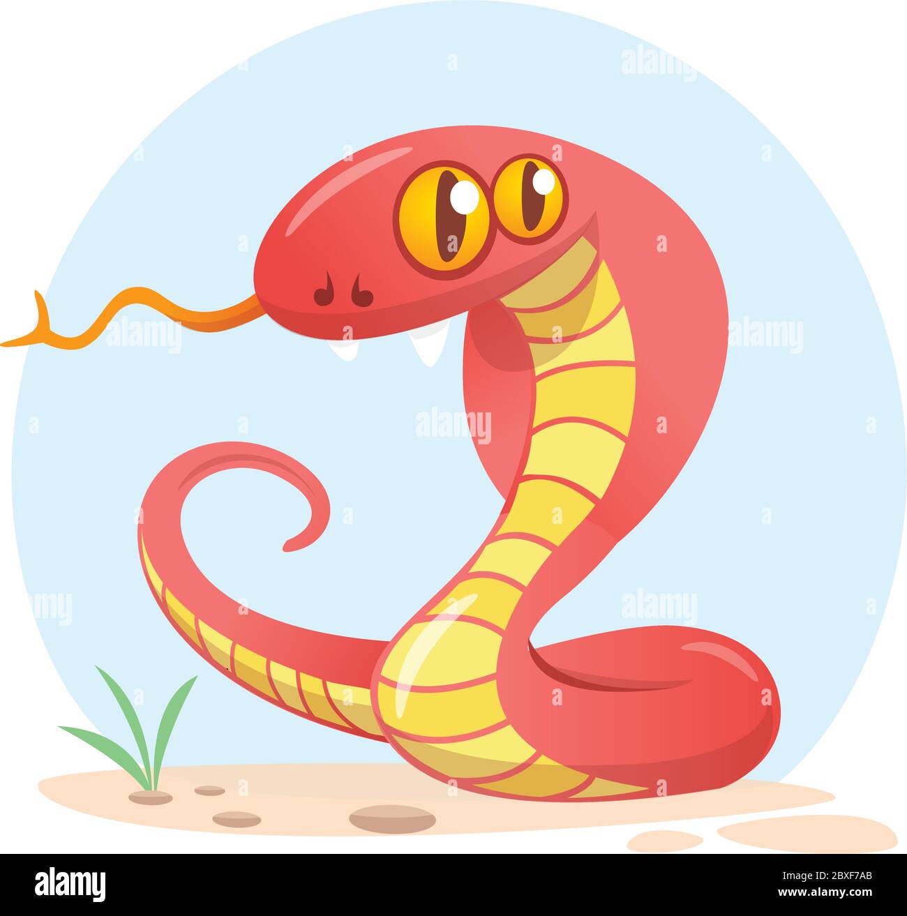 Cartoon red snake. Cute cartoon character. Wild animal collection. Baby education. Isolated. White background. Flat design Vector illustration Stock Vector