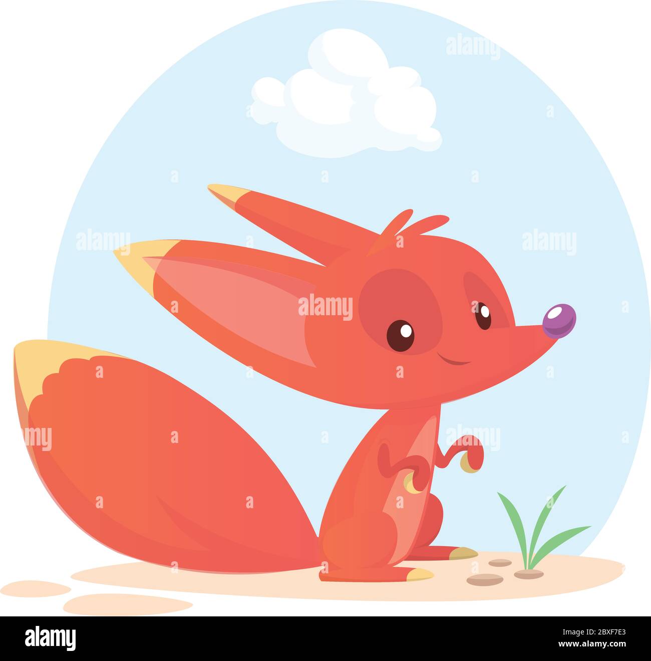 Cute cartoonfox. Vector illustration of fox sitting. Great for ...