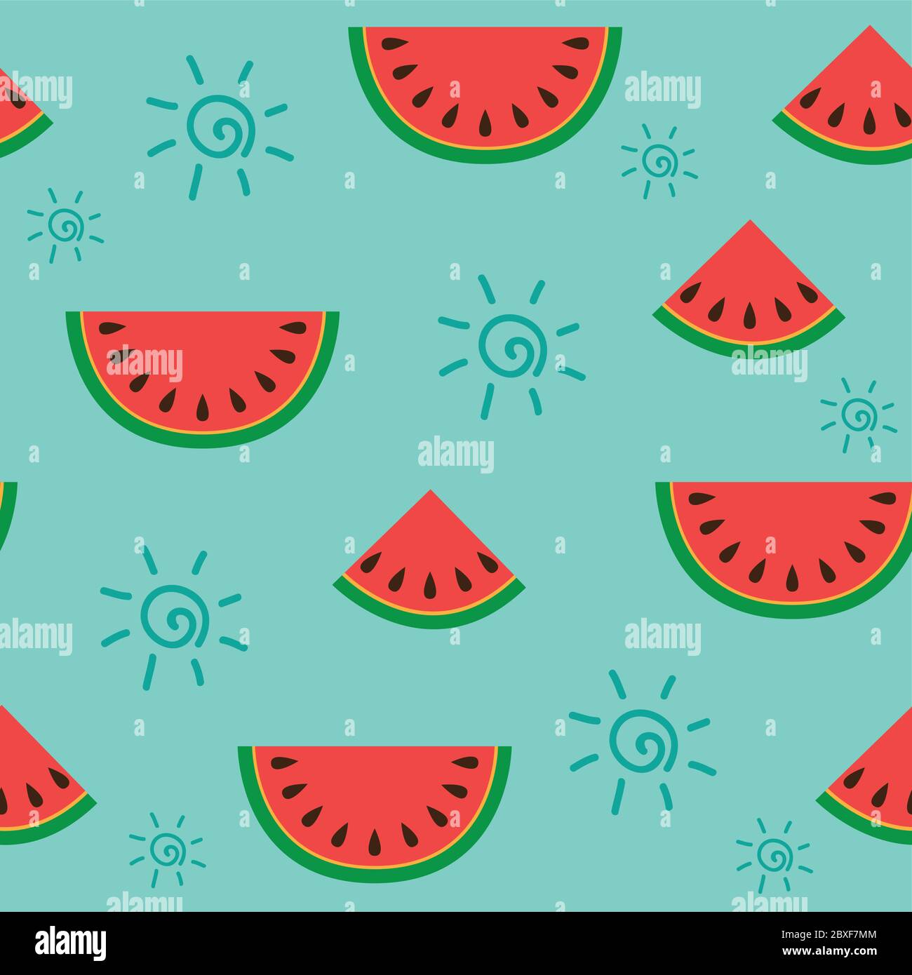 seamless pattern watermelon and sun summer design vector illustration ...