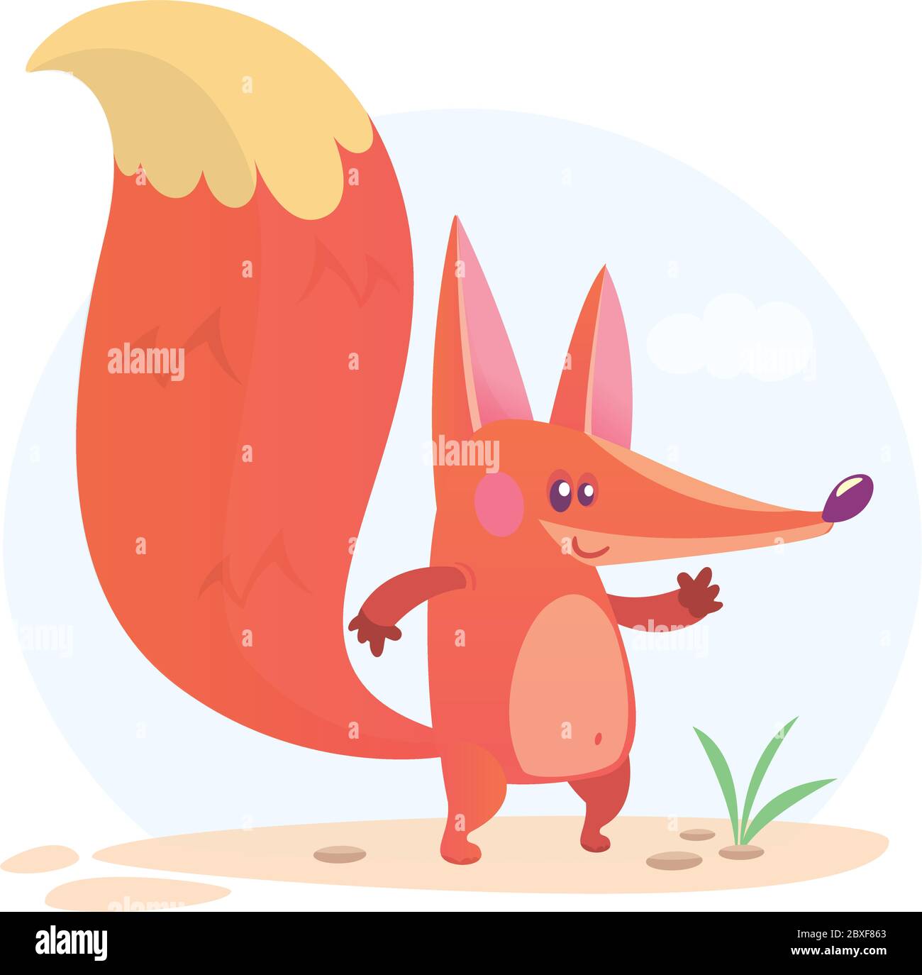 Cartoon fox character. Vector illustration of fox isolated Stock Vector