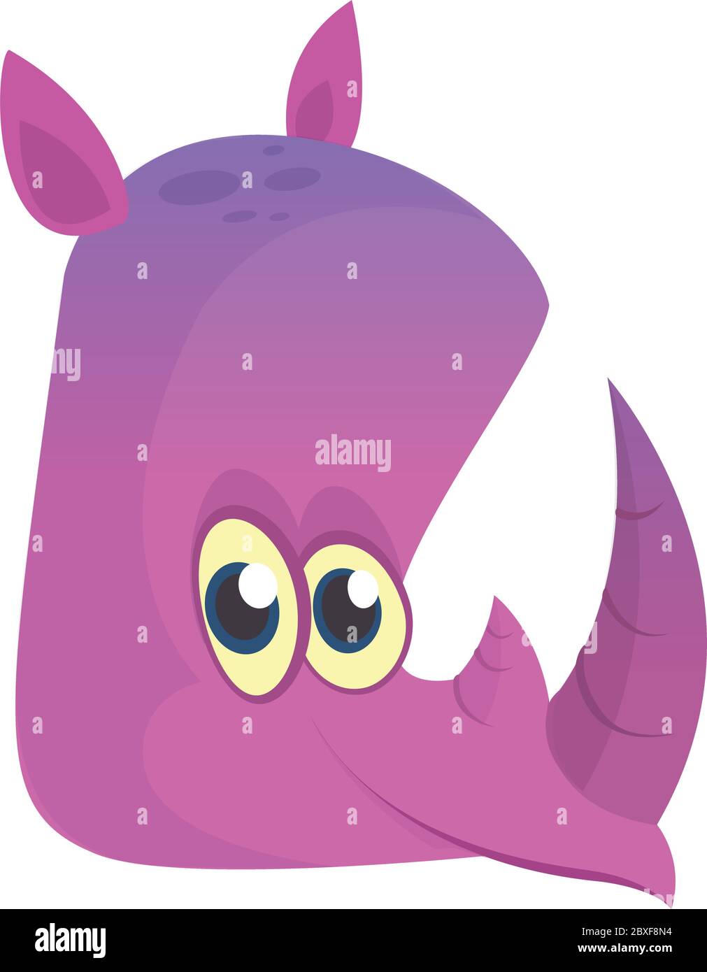 Cartoon rhino head icon. Flat Bright Color Simplified Vector Illustration In Fun Cartoon Style Design Stock Vector
