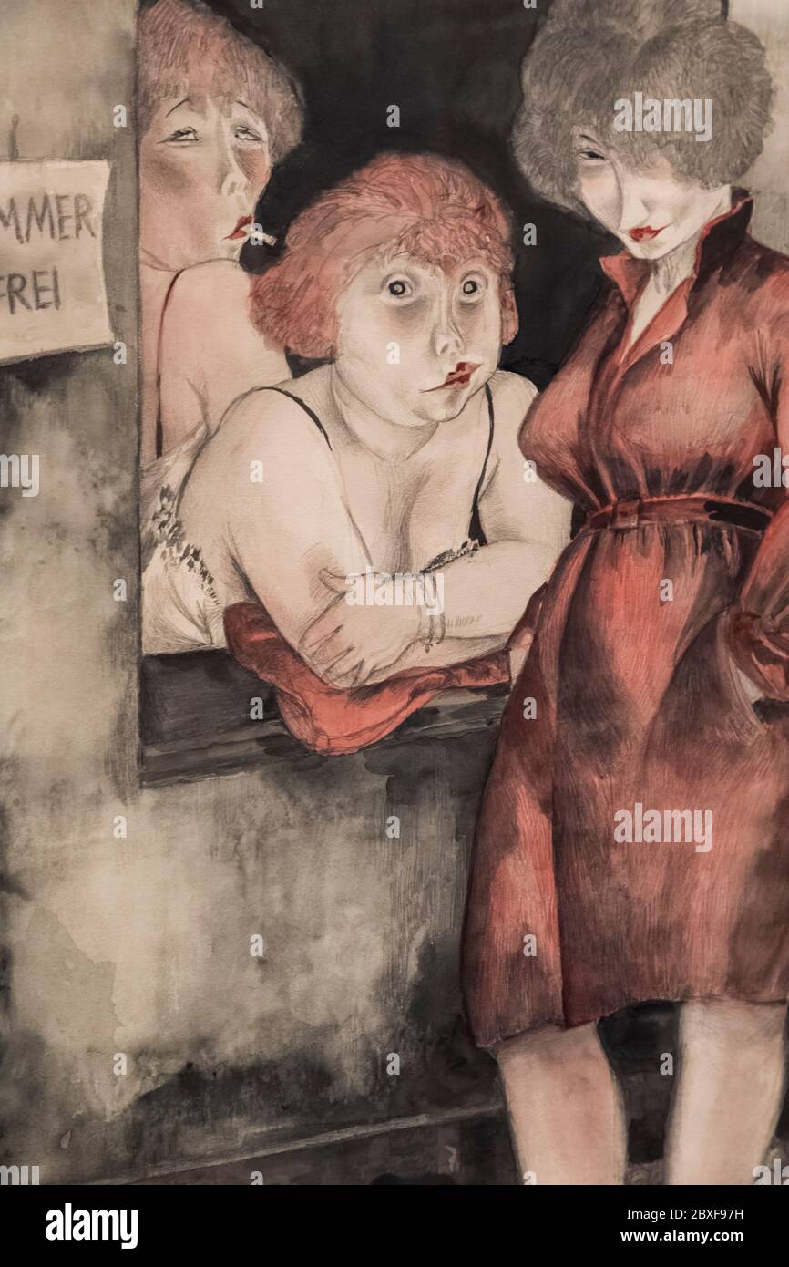 Painting titled 'Free Room' (Zimmer frei) by Jeanne Mammen dated 1930 Stock Photo