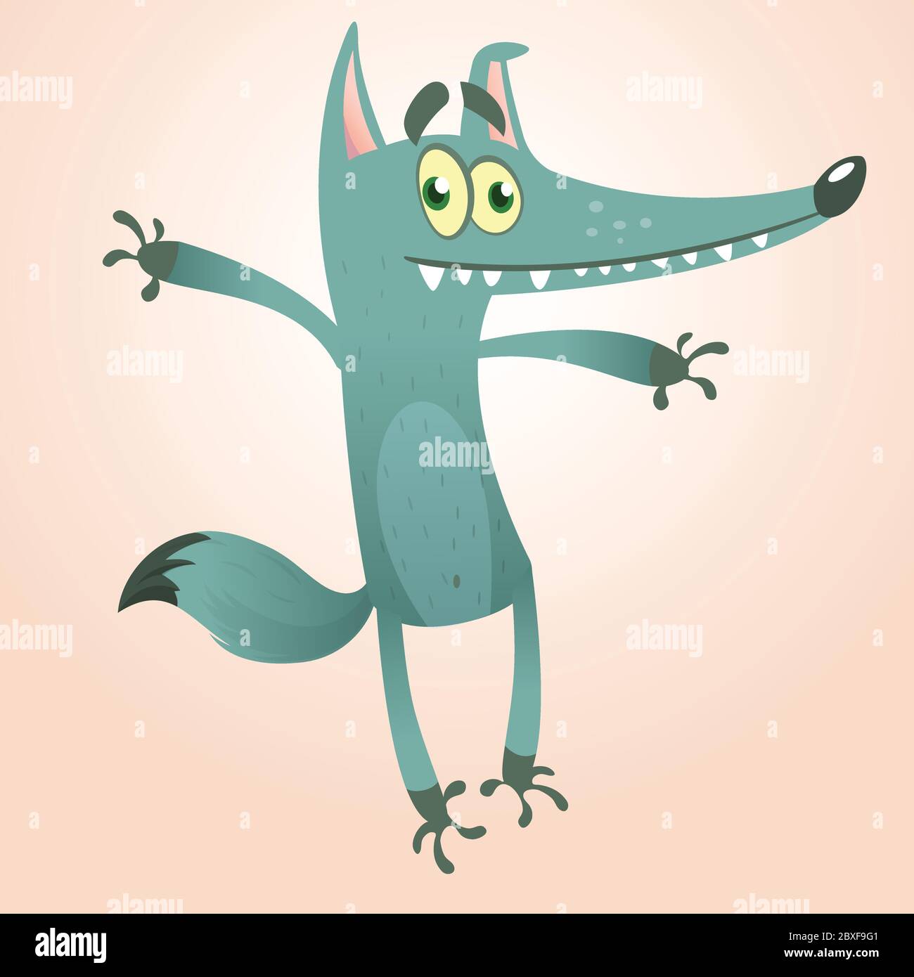 Cartoon wolf character. Vector illustration isolated on white. Icon ...