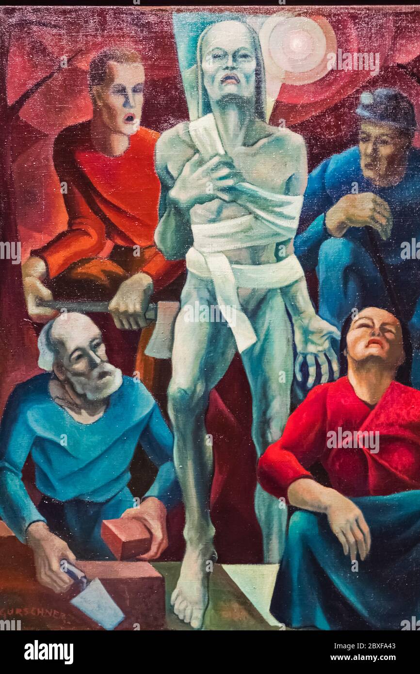 Painting titled 'Lazarus (The Workers)' (Lazarus Die Arbeiter) by Herbert Gurschner dated 1928 Stock Photo
