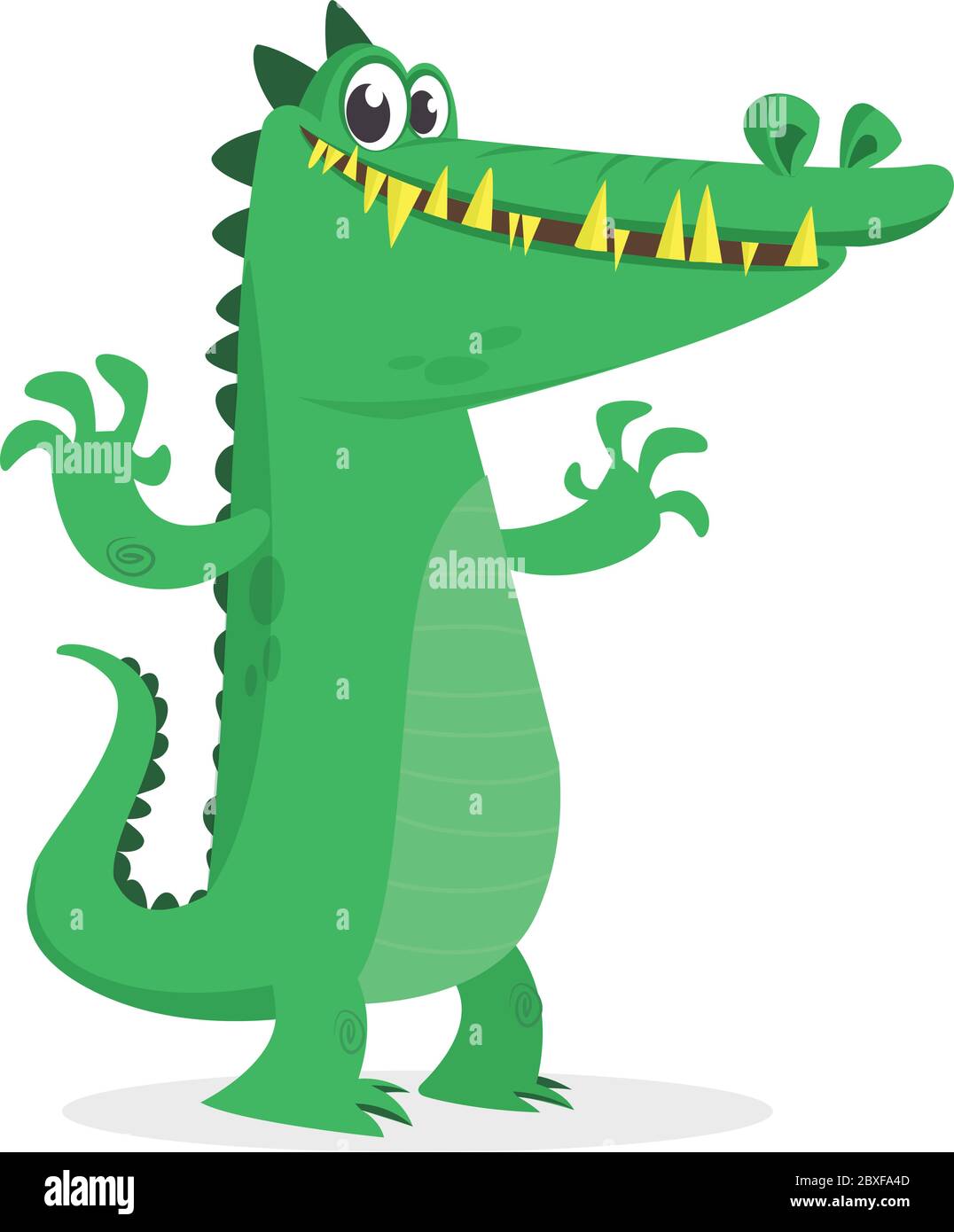 Cute cartoon crocodile. Vector illustration of a green crocodile waving