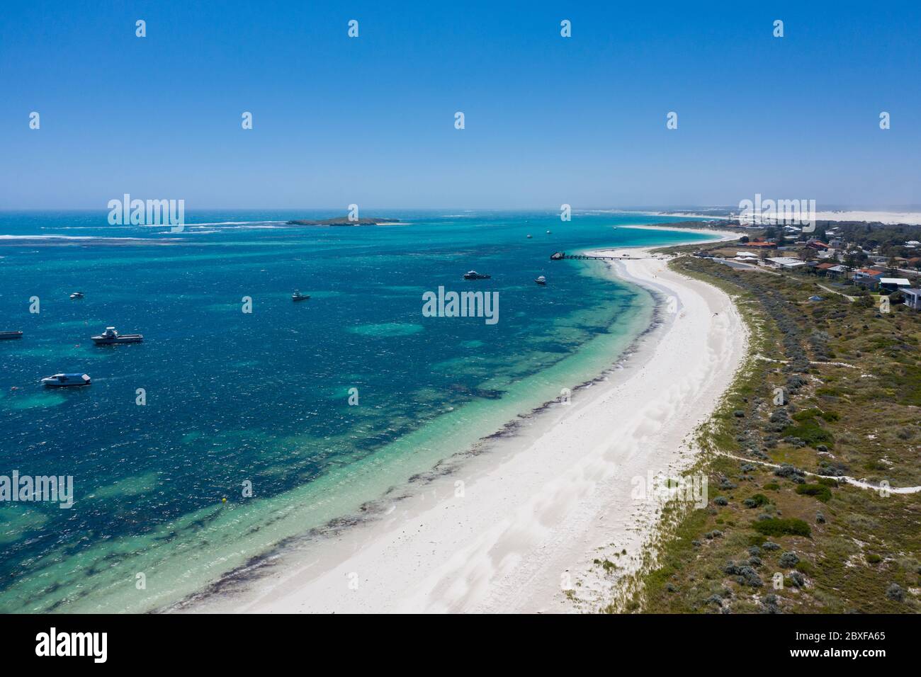 The beach and coastline of Lancelin, a small town north of Perth in Western Australia, famous for it's interior sand dunes Stock Photo